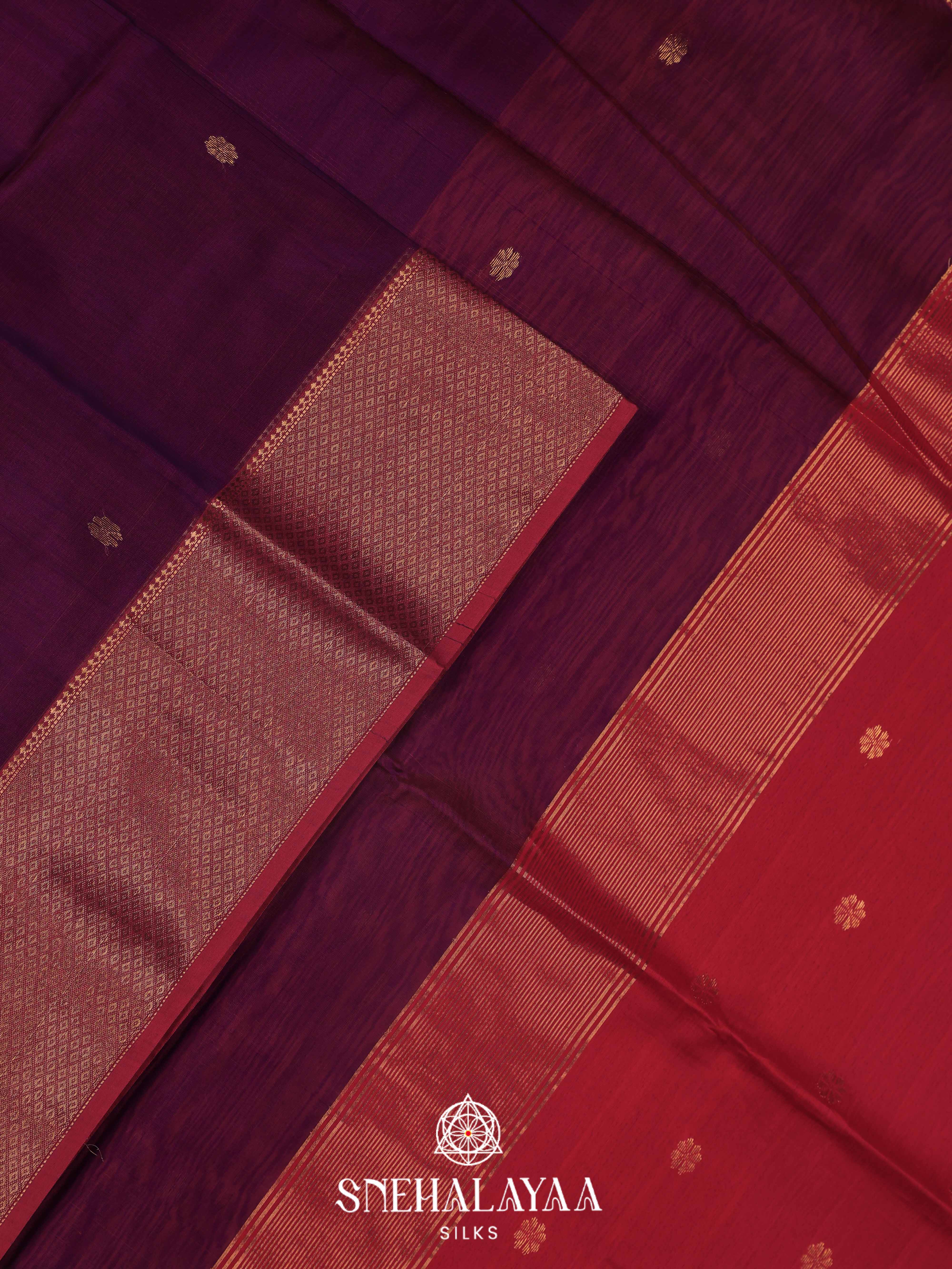 Purple Maheshwari Silk Cotton Saree