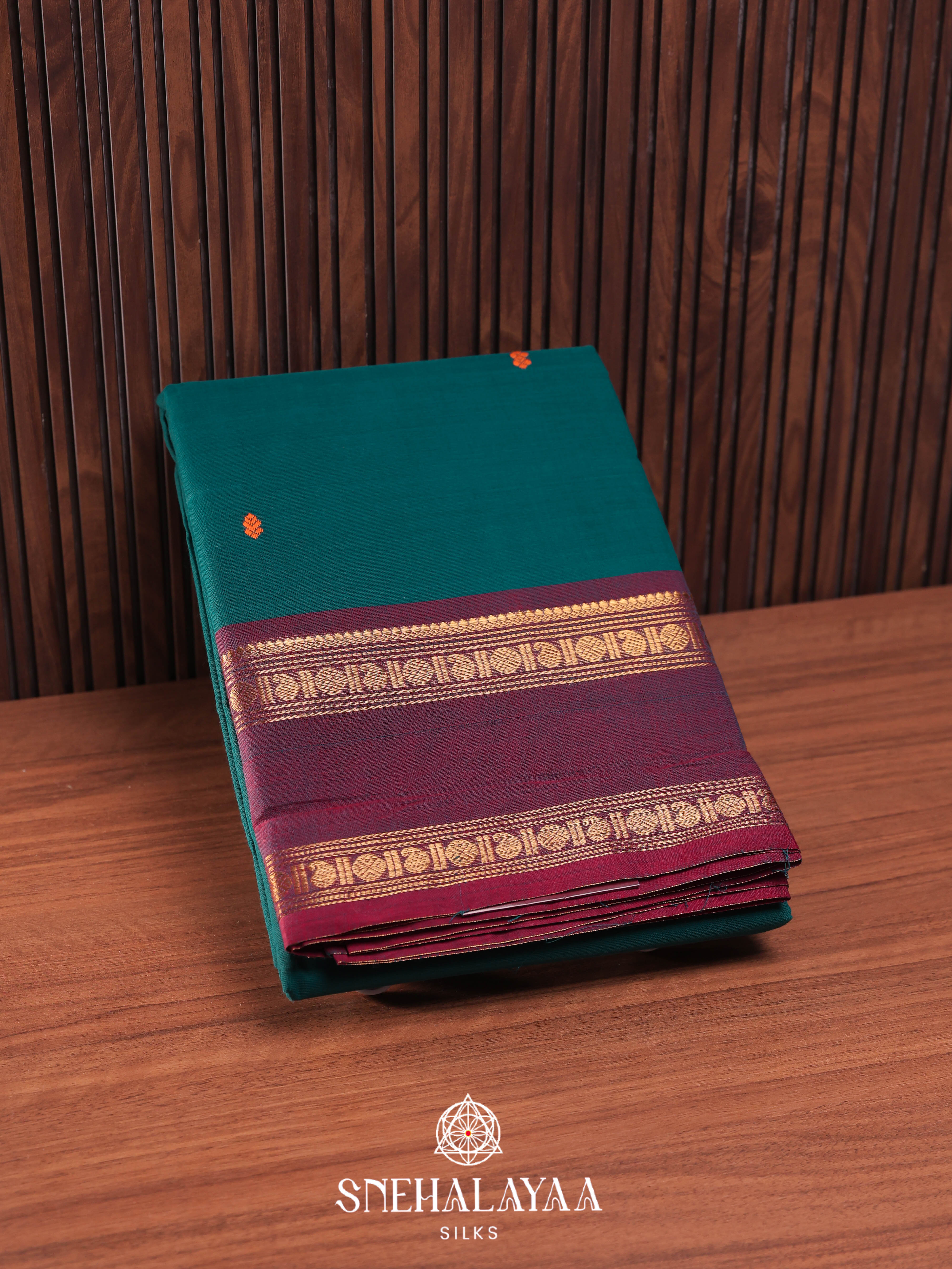 Peacock Blue Kanchi Cotton Saree