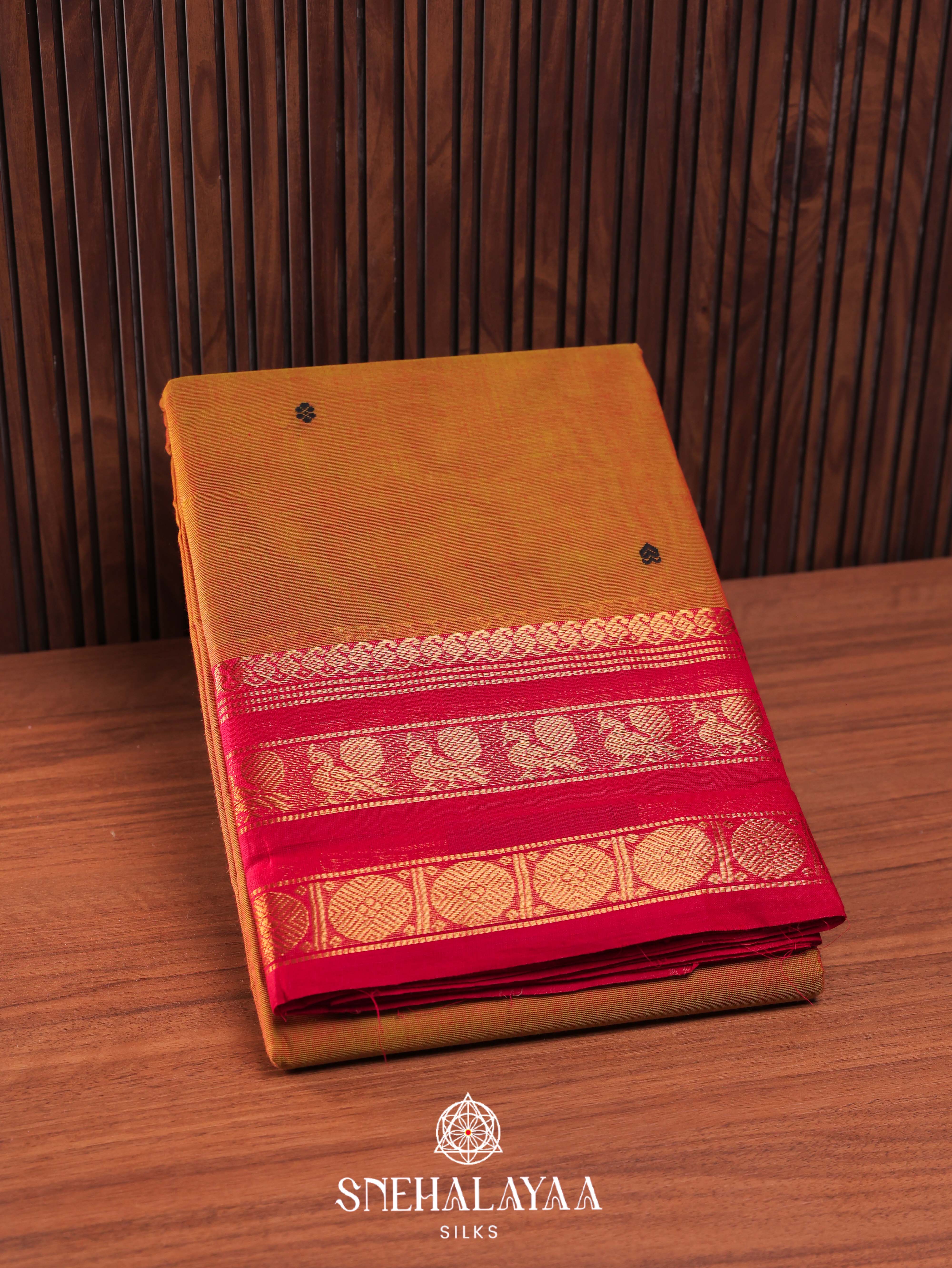 Copper Orange Kanchi Cotton Saree