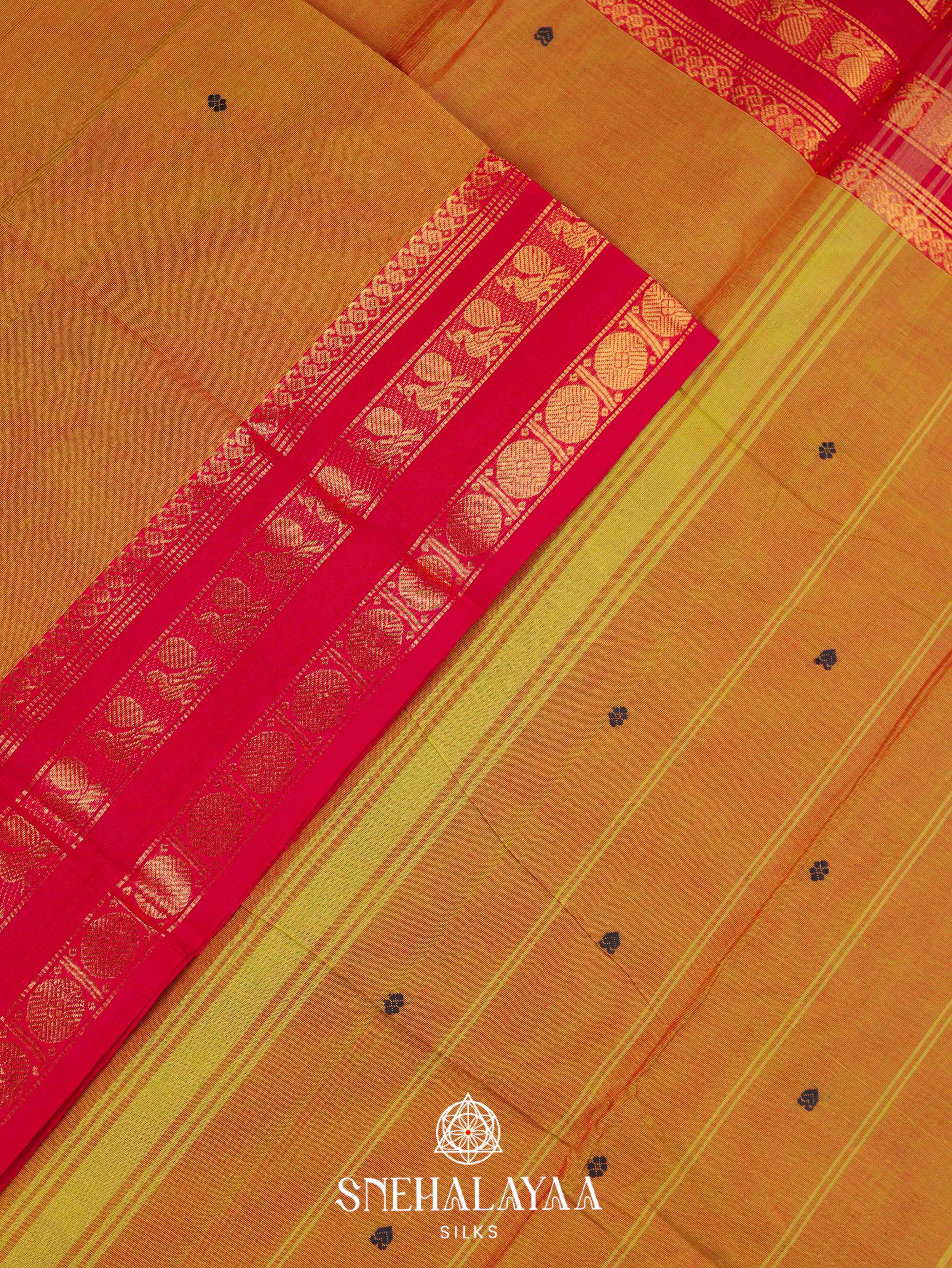 Copper Orange Kanchi Cotton Saree