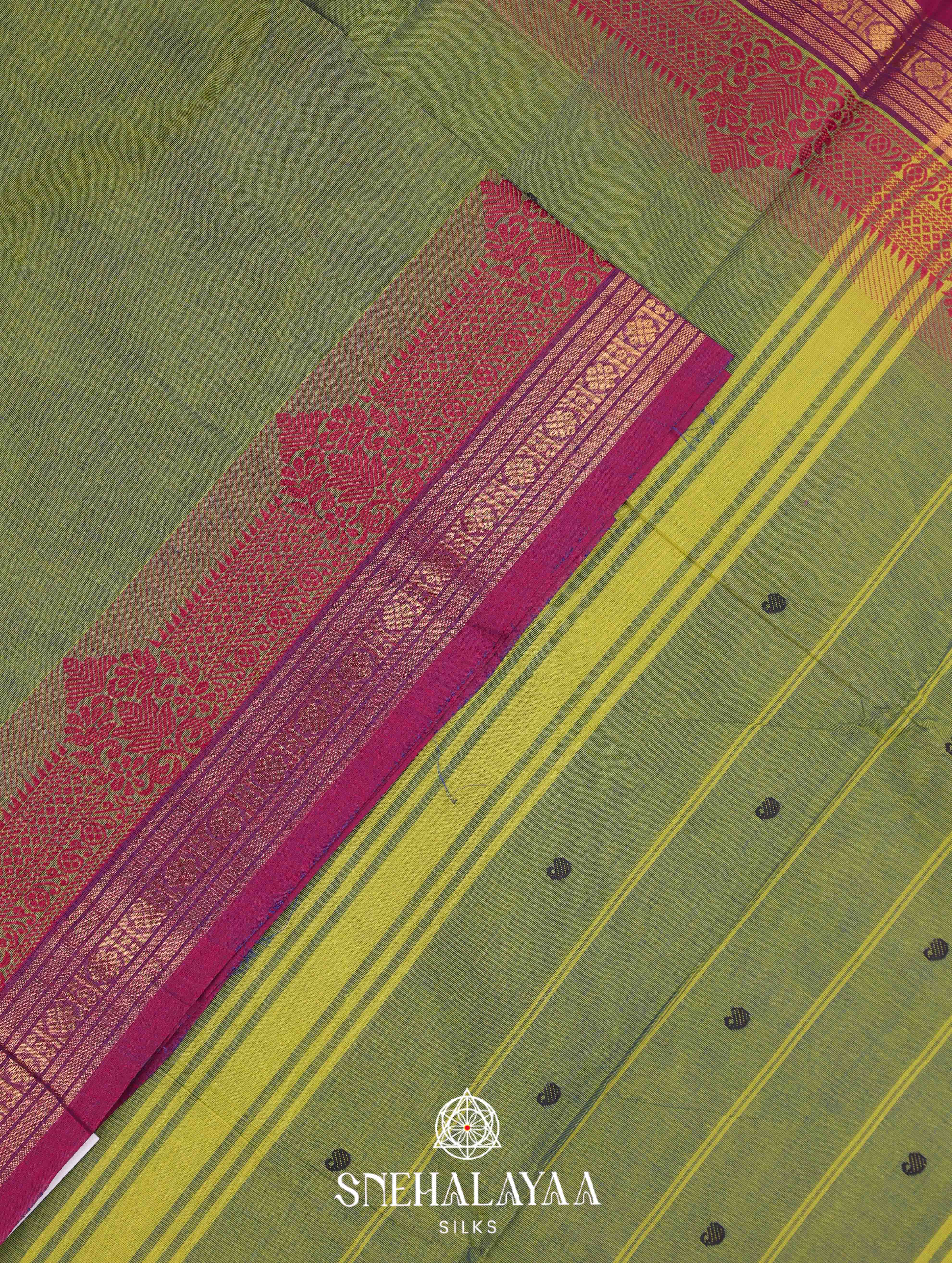 Olive Green Kanchi Cotton Saree