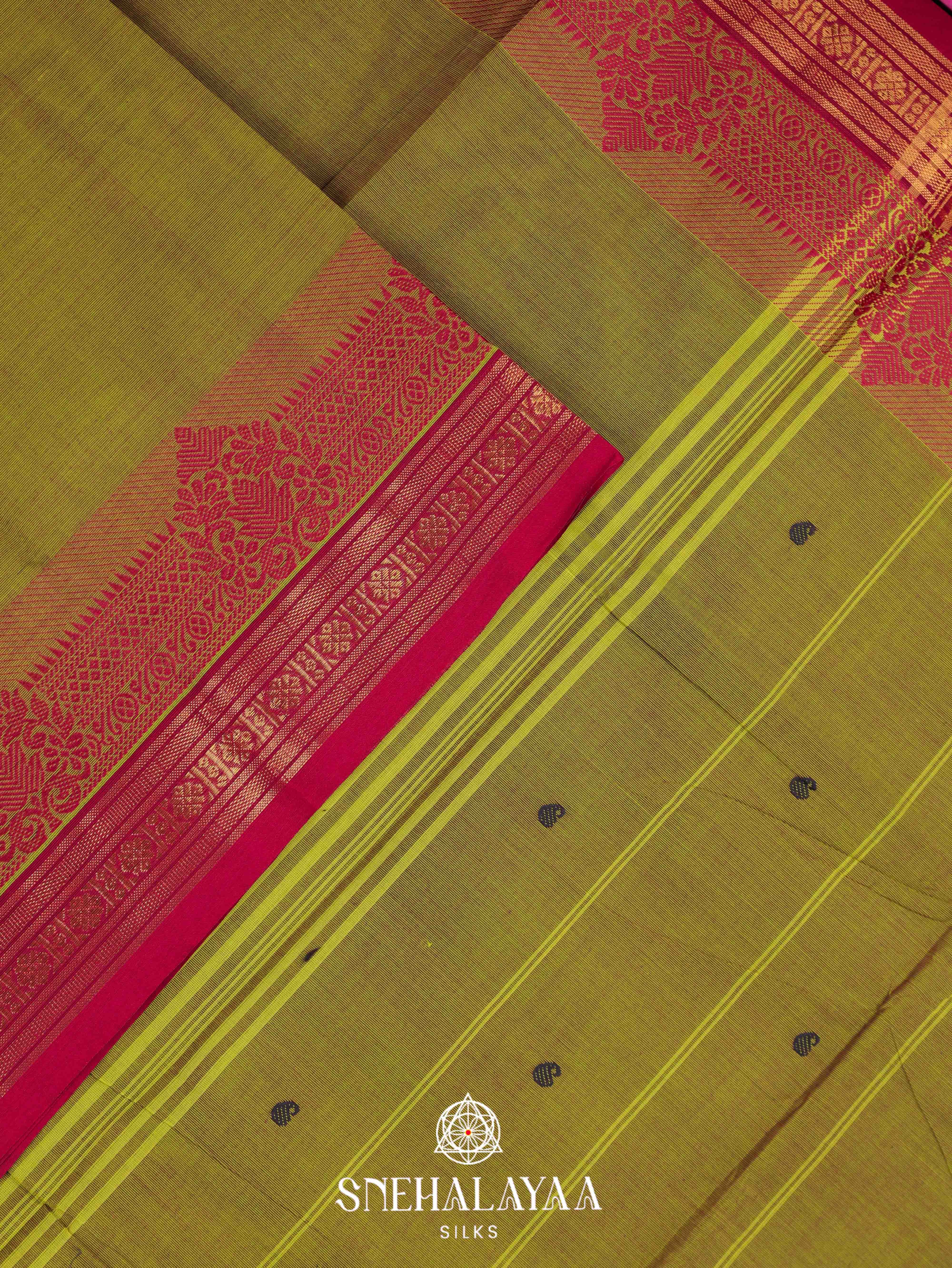 Olive Green Kanchi Cotton Saree