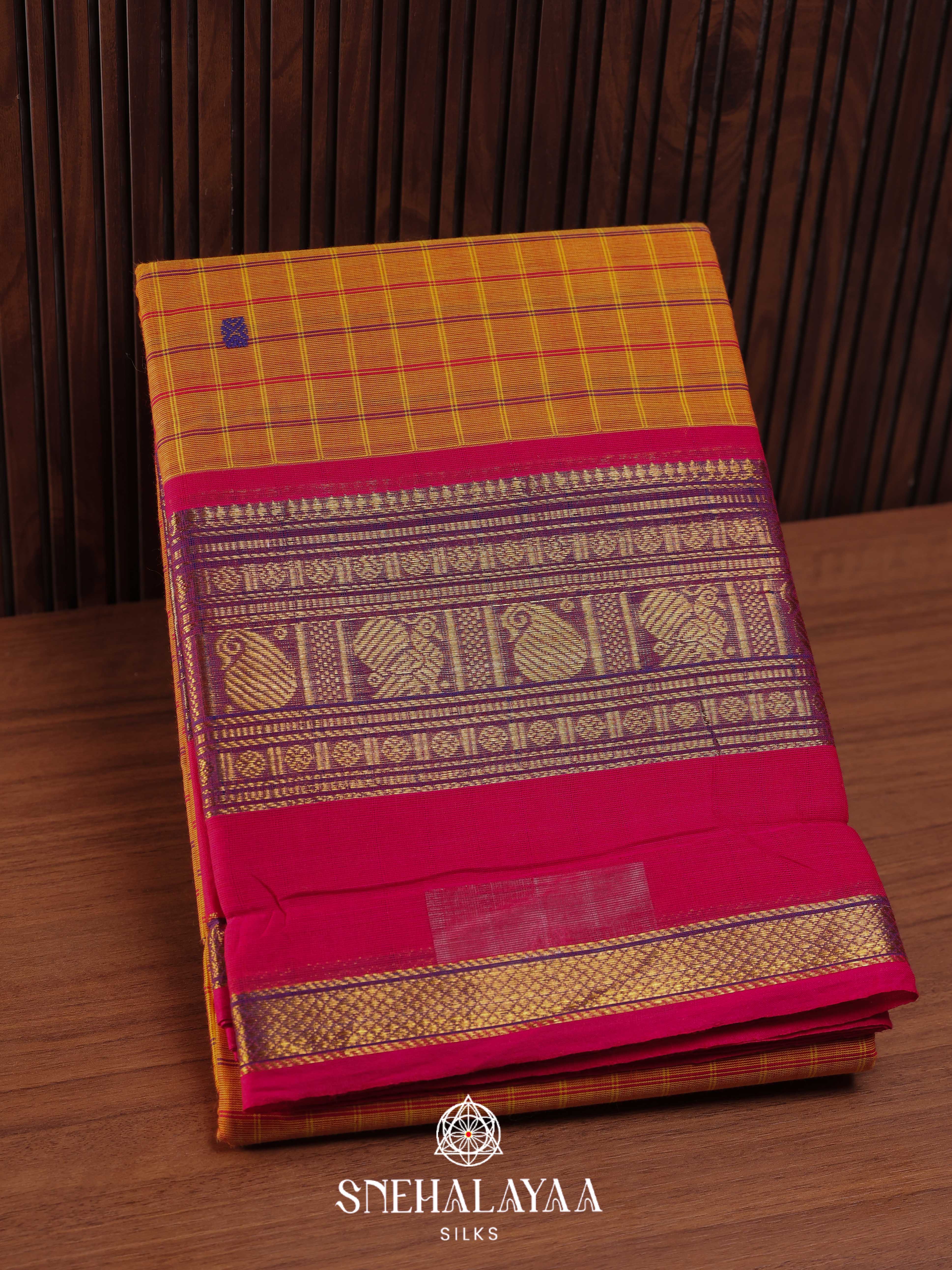 Pink Chettinad Cotton Saree