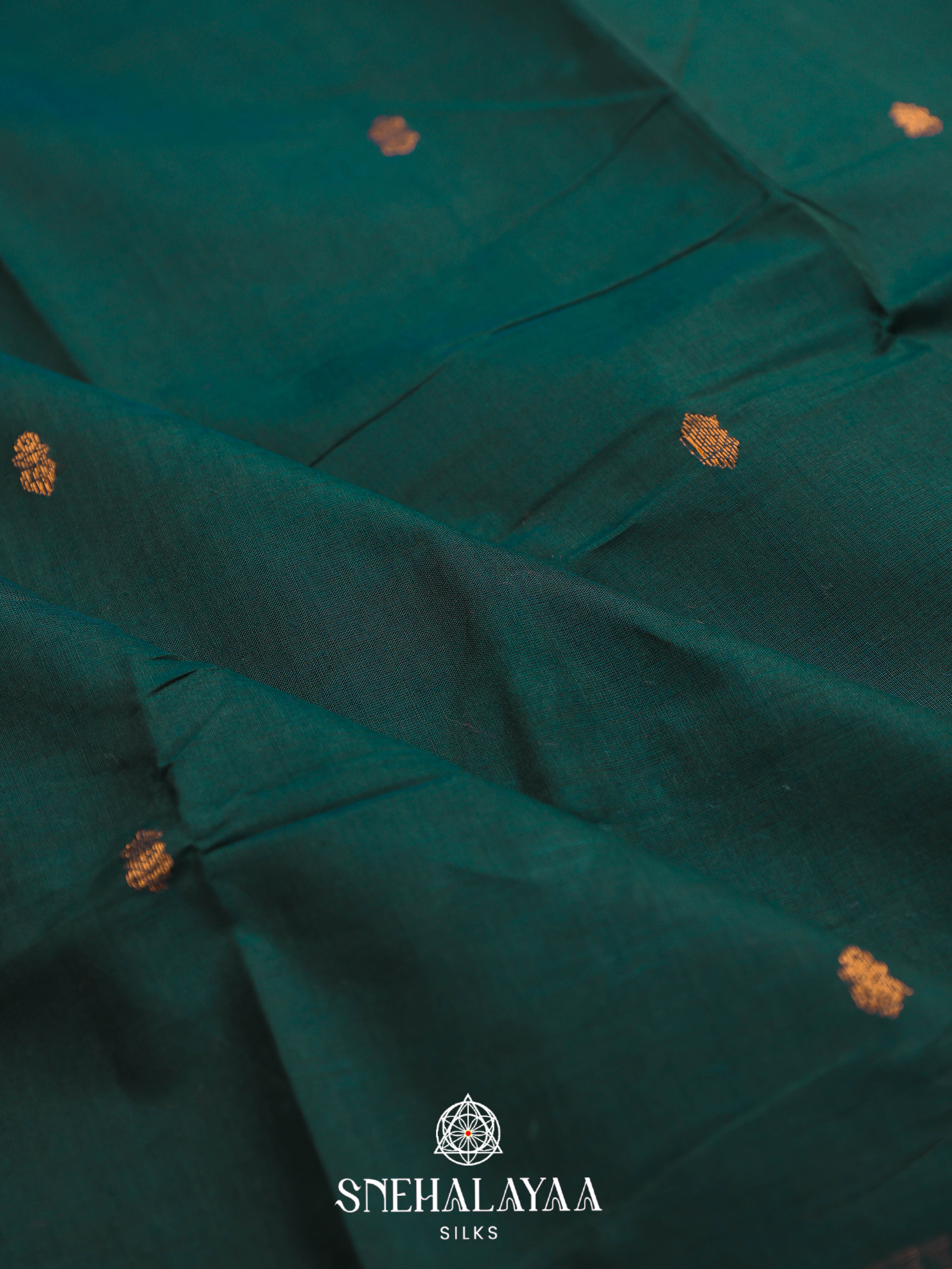 Peacock Green Kanchi Cotton Saree