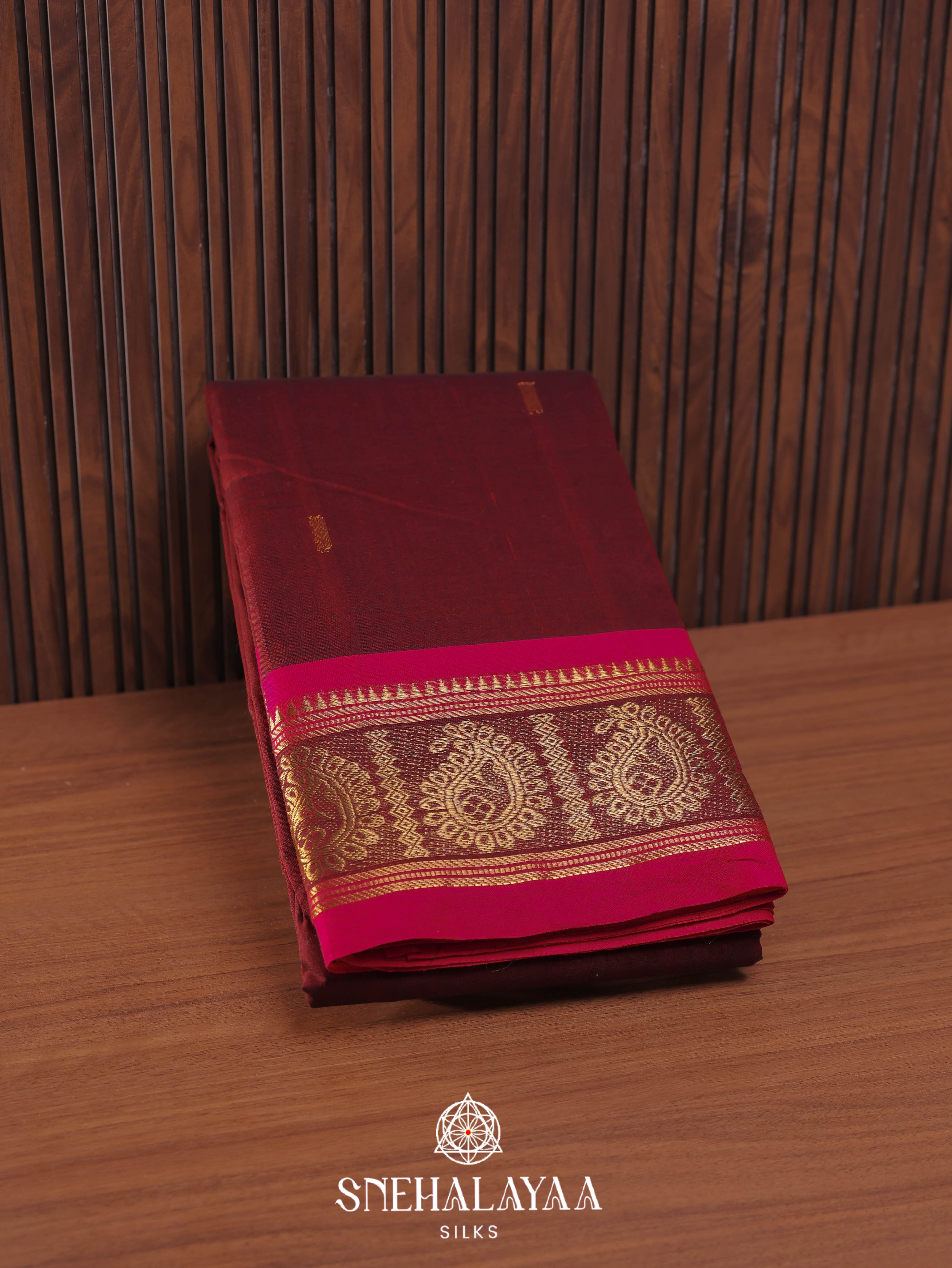Maroon Kanchi Cotton Saree