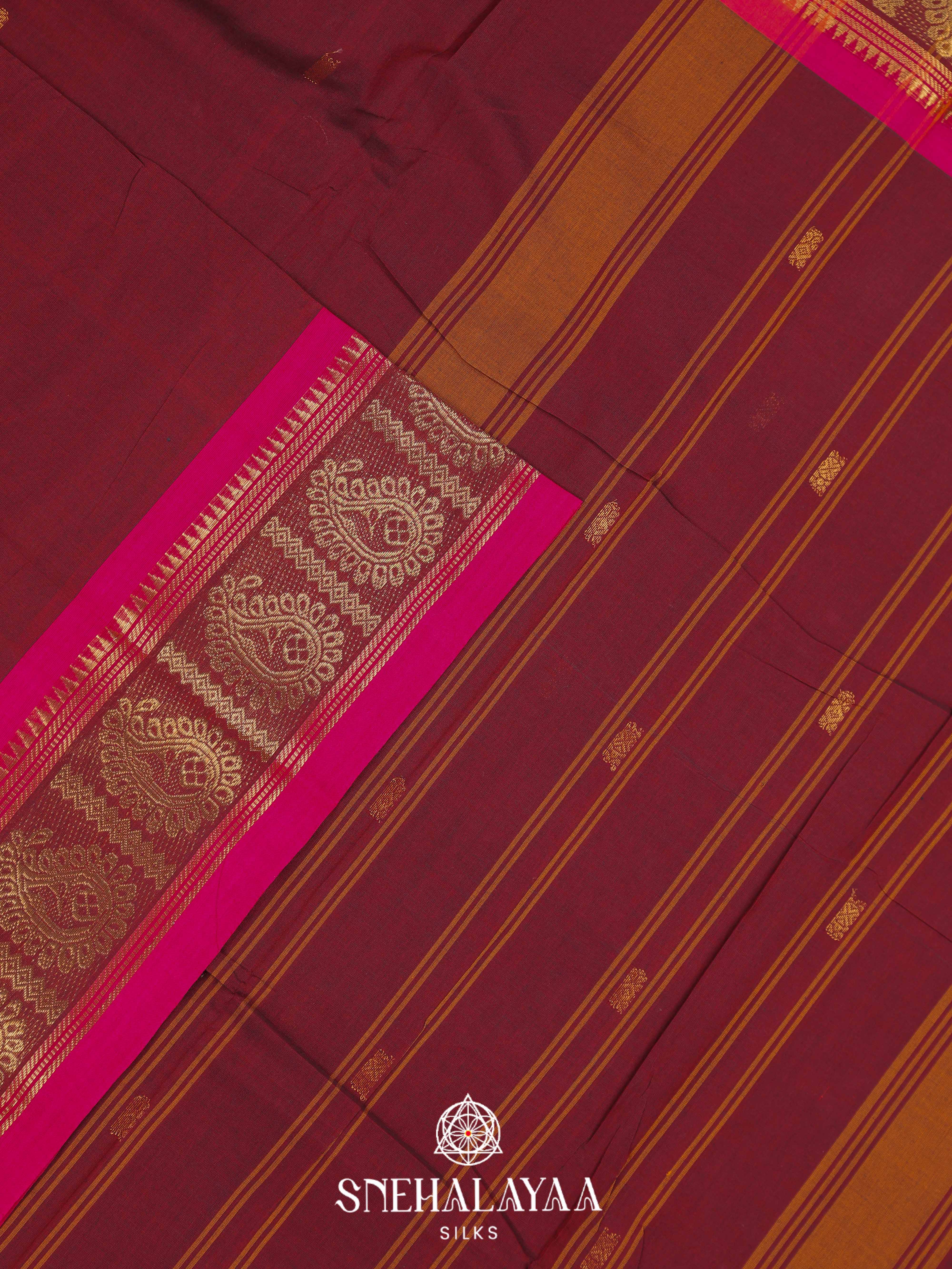 Maroon Kanchi Cotton Saree