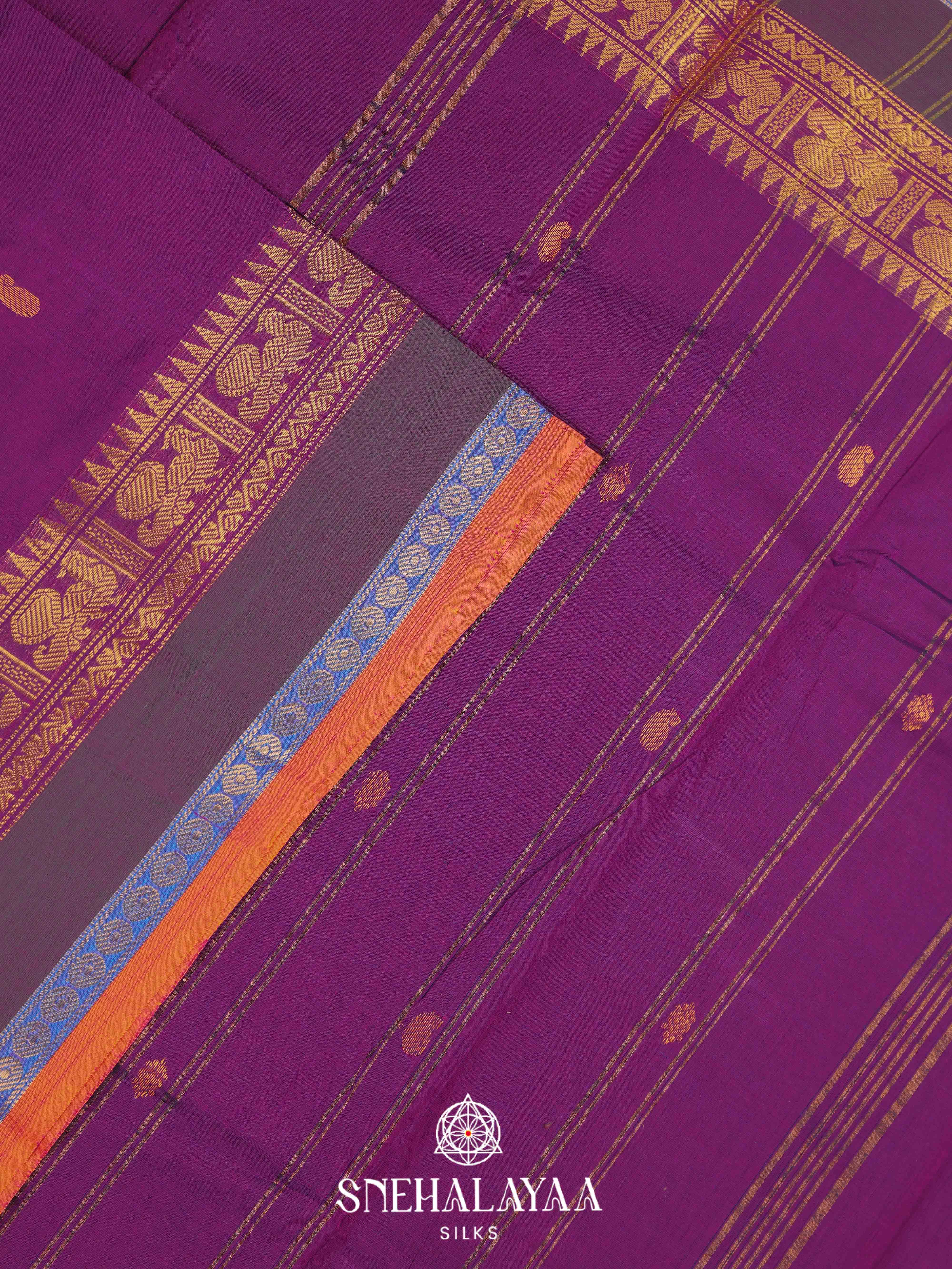 Purple Kanchi Cotton Saree