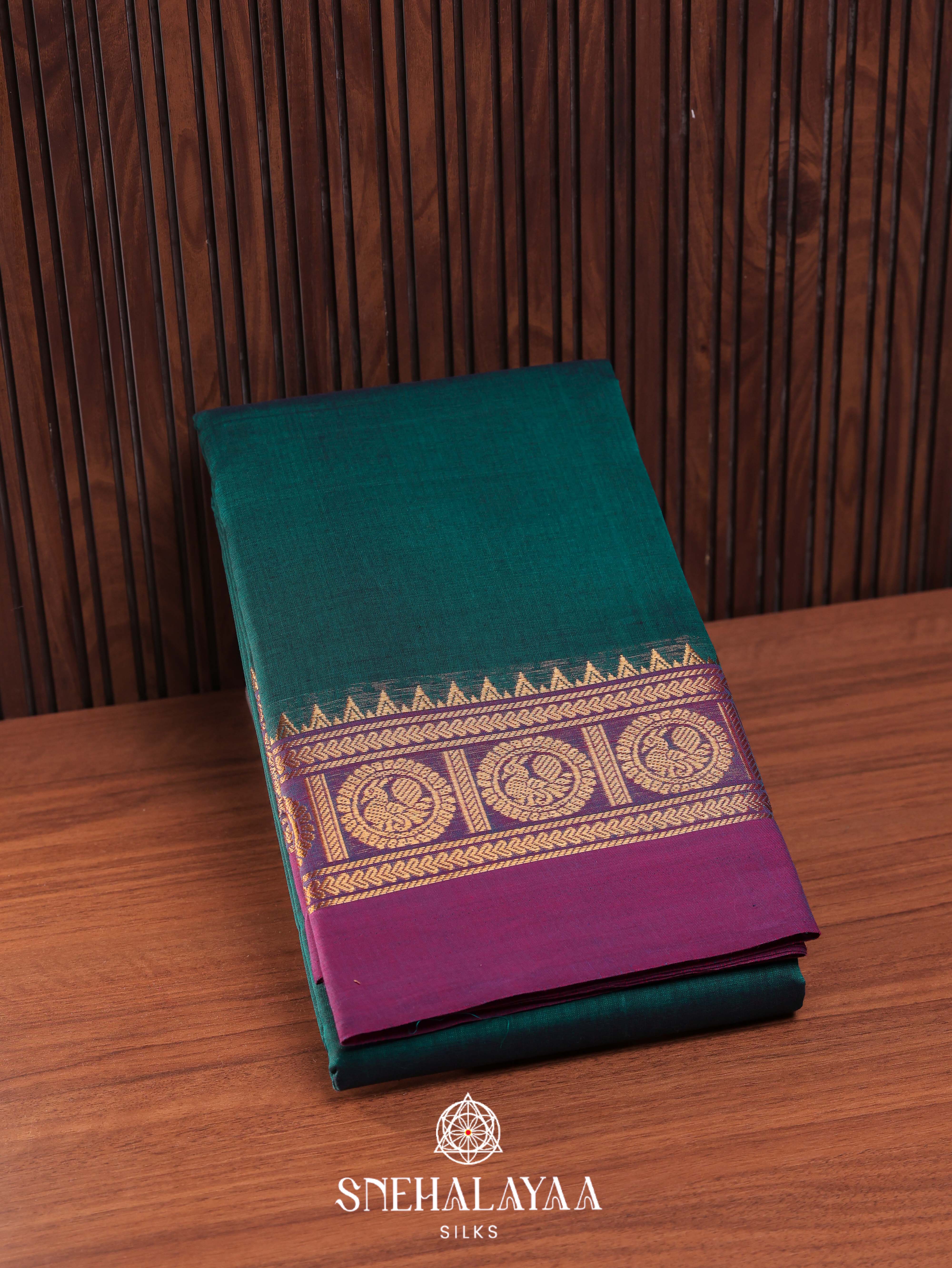 Teal Green Kanchi Cotton Saree
