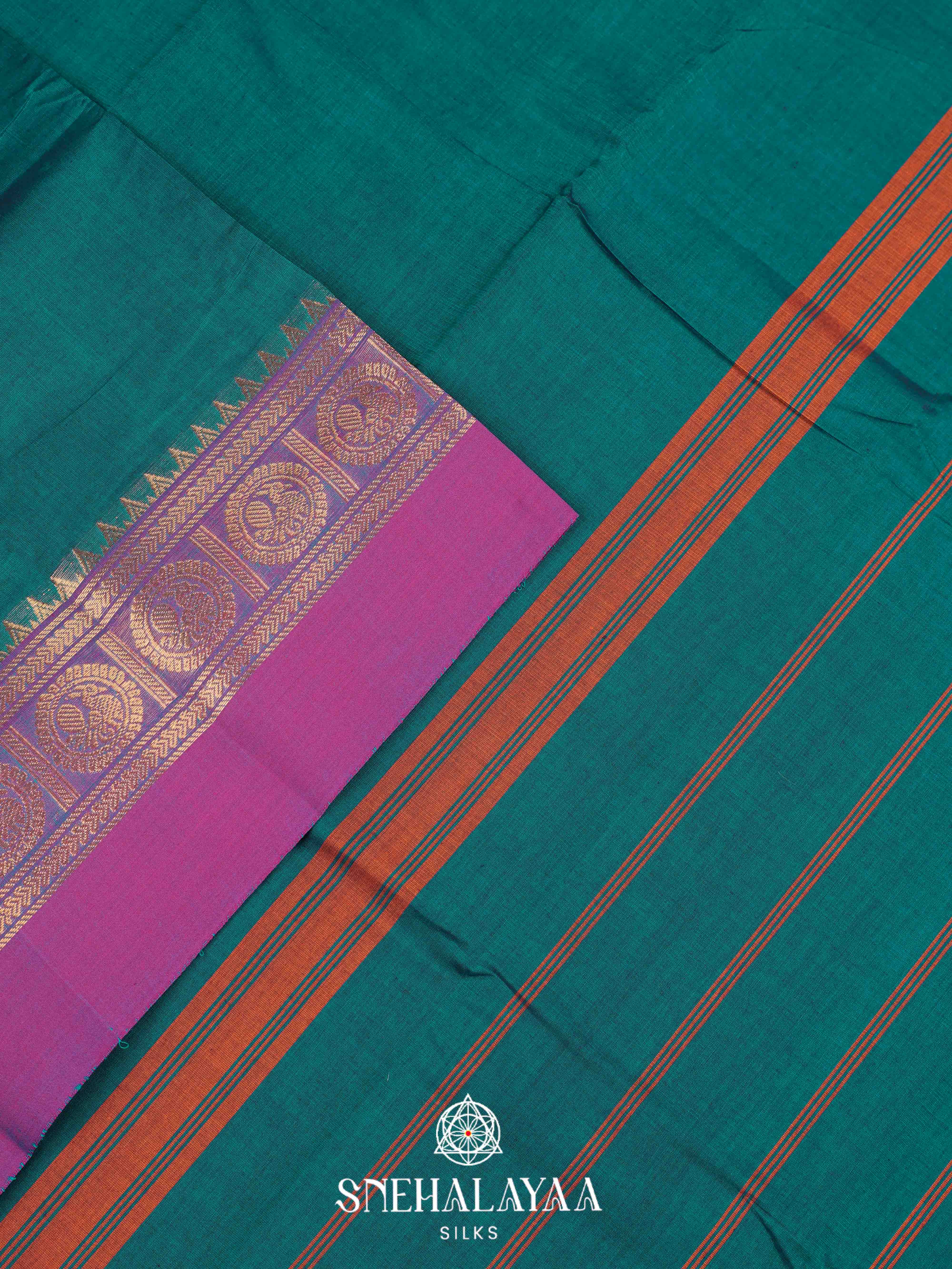 Teal Green Kanchi Cotton Saree