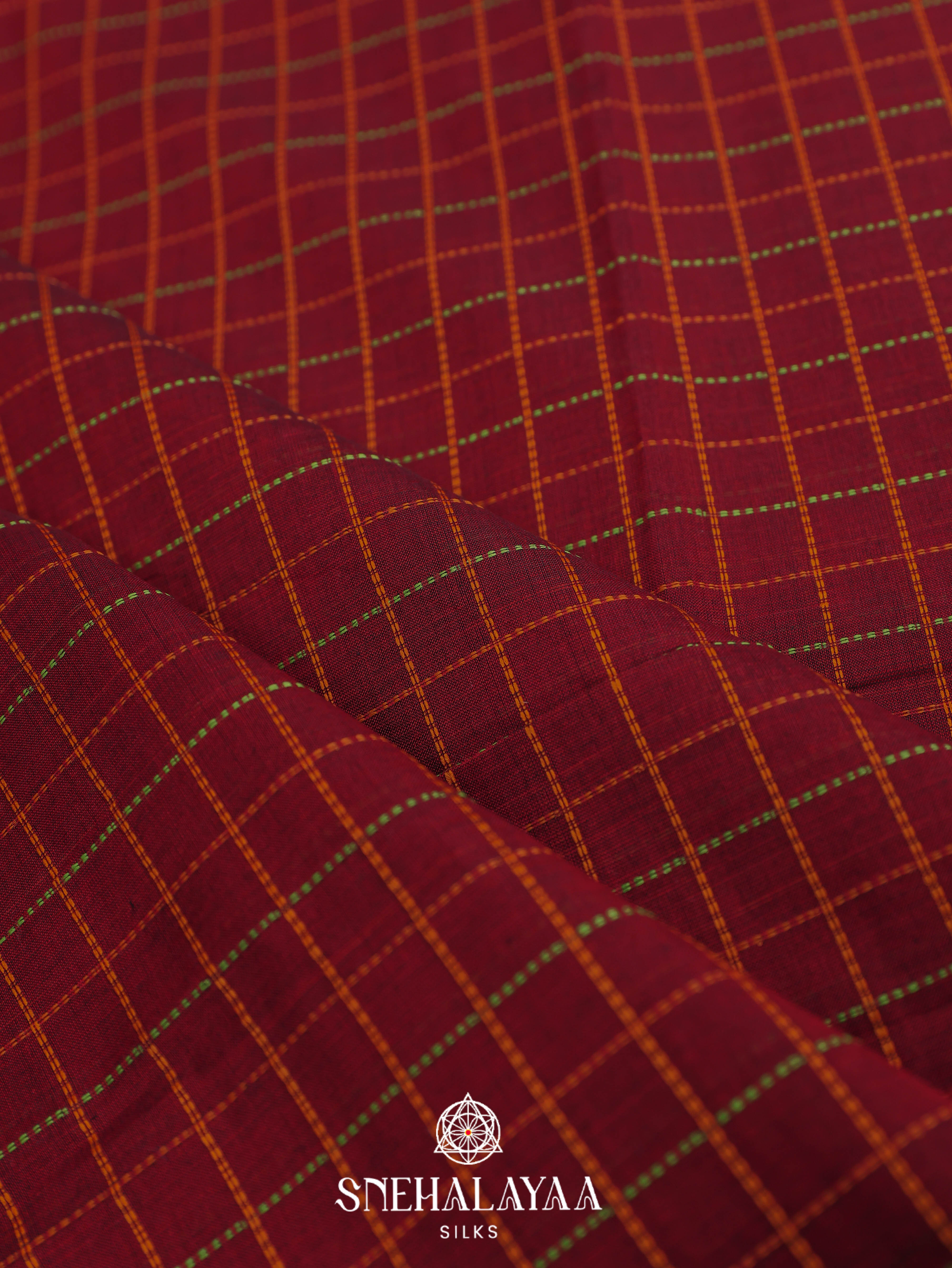 Maroon Kanchi Cotton Saree