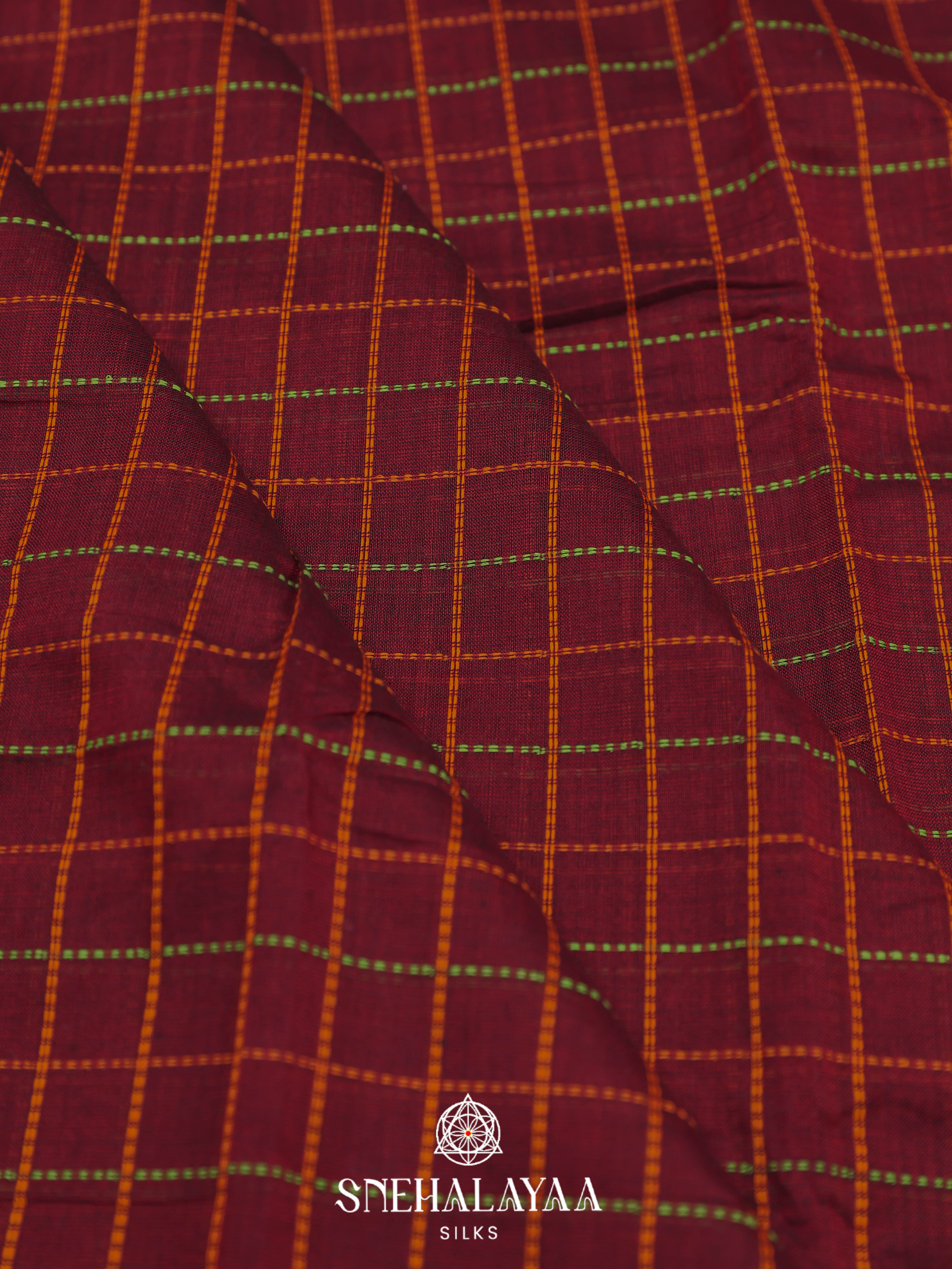 Maroon Kanchi Cotton Saree