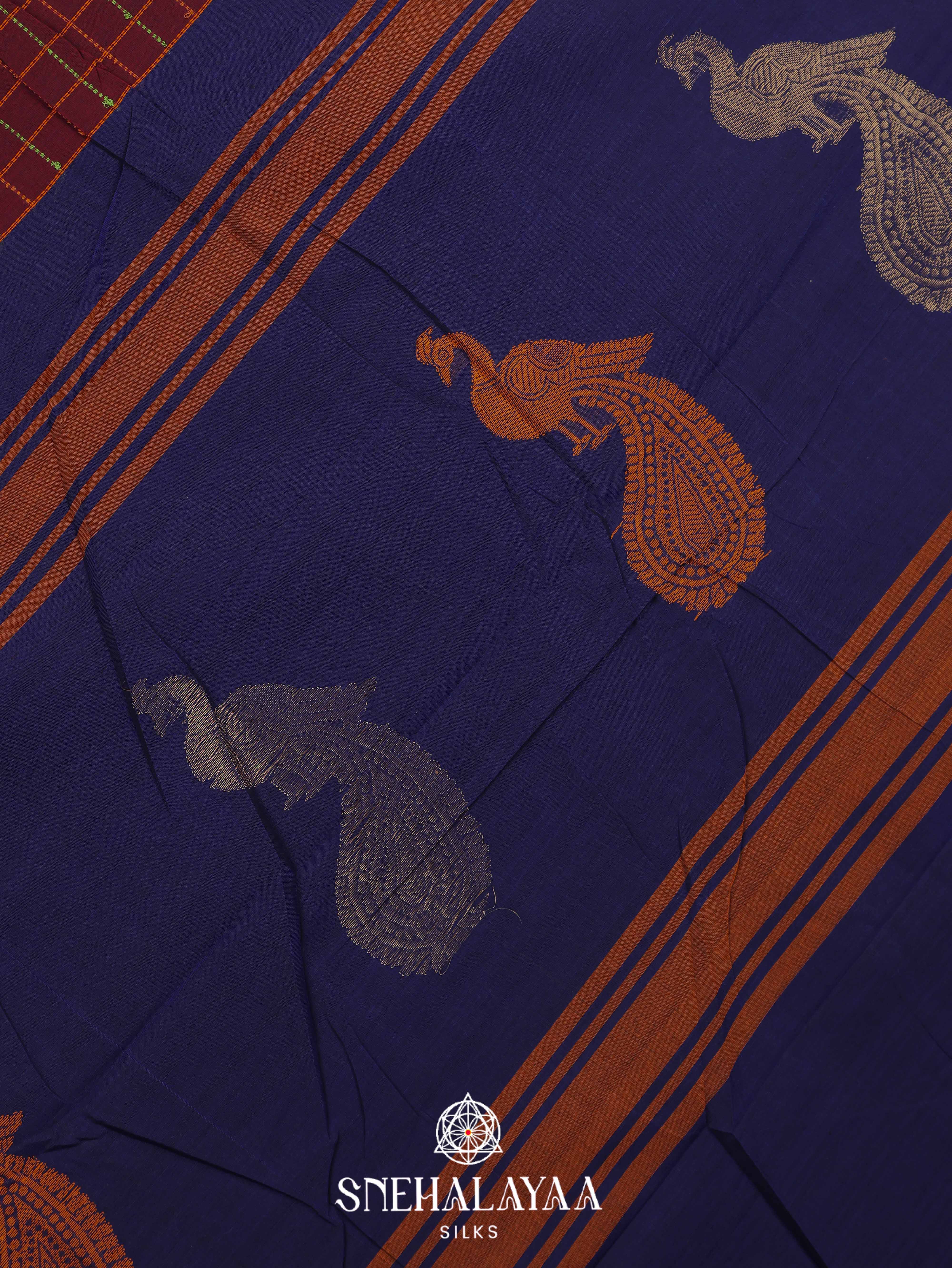 Maroon Kanchi Cotton Saree