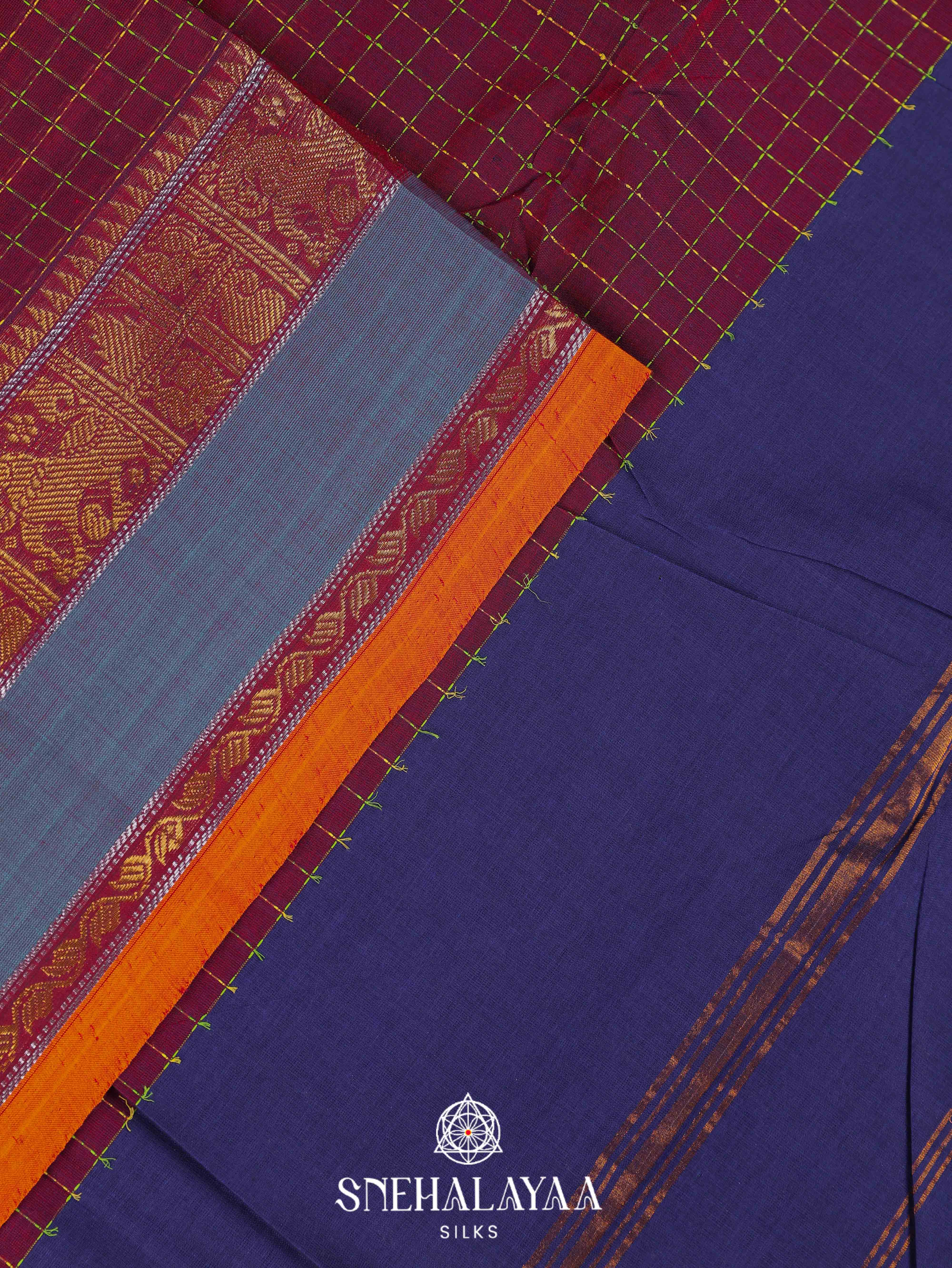 Maroon Kanchi Cotton Saree