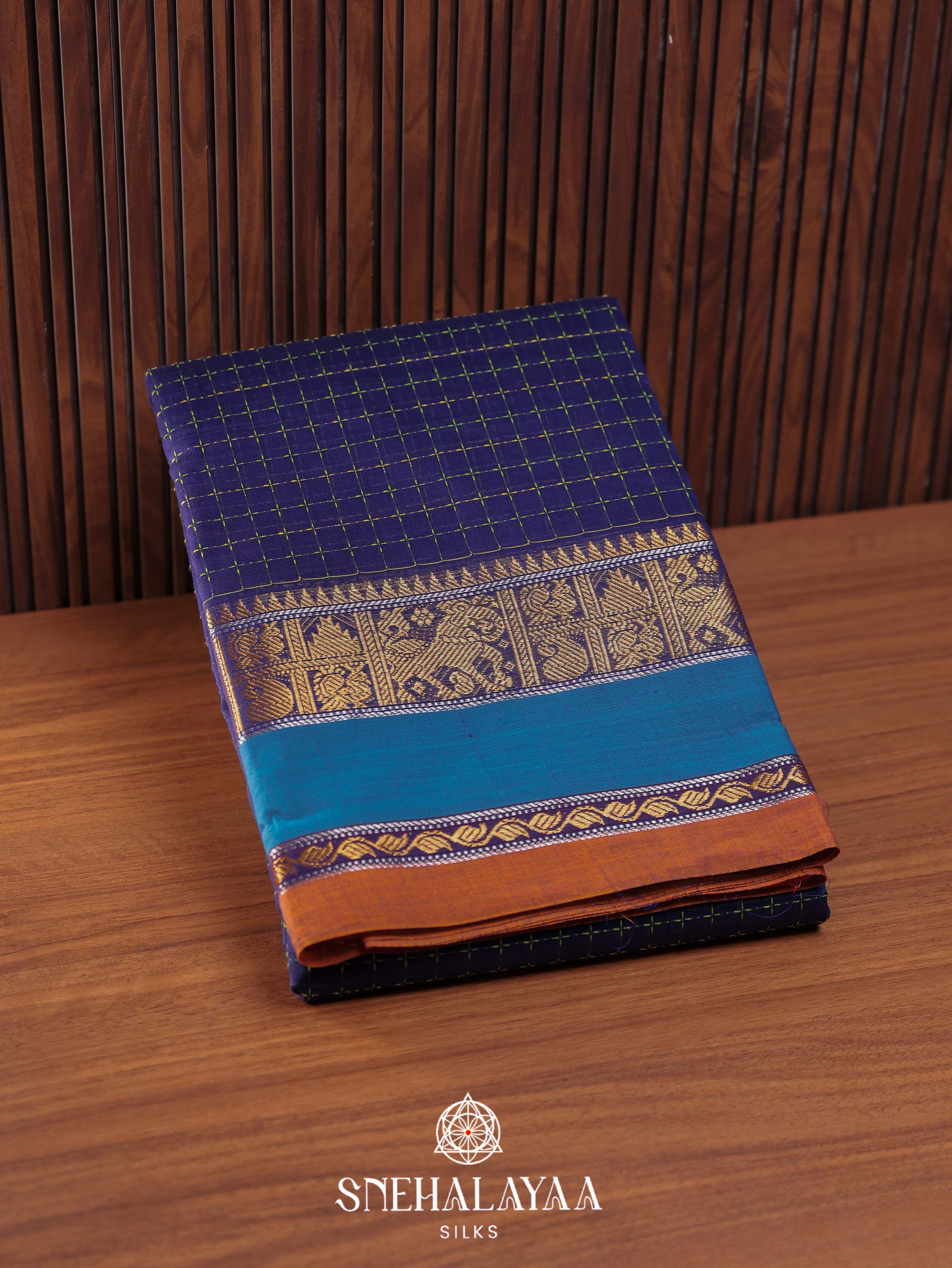Blue Kanchi Cotton Saree