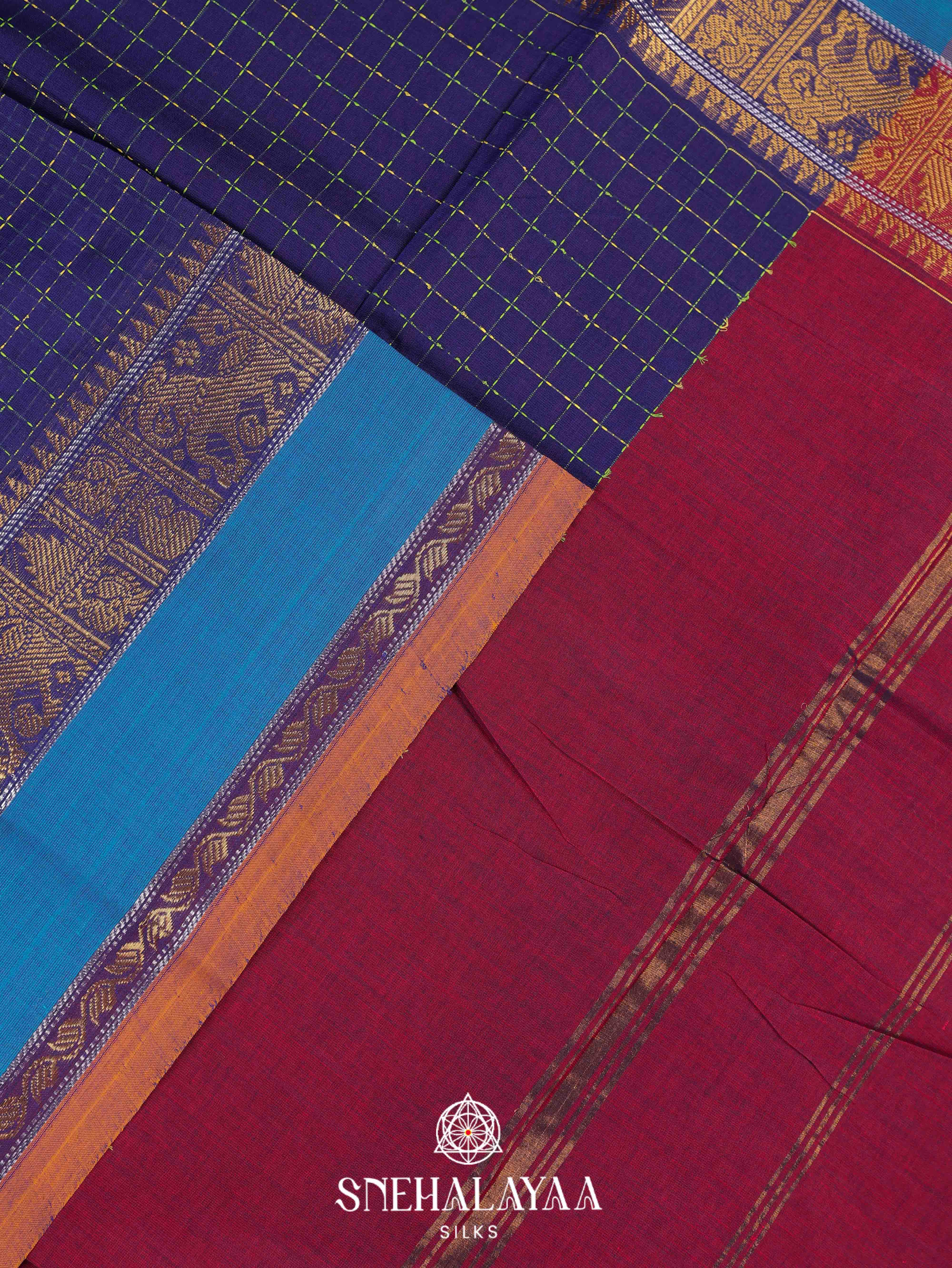 Blue Kanchi Cotton Saree