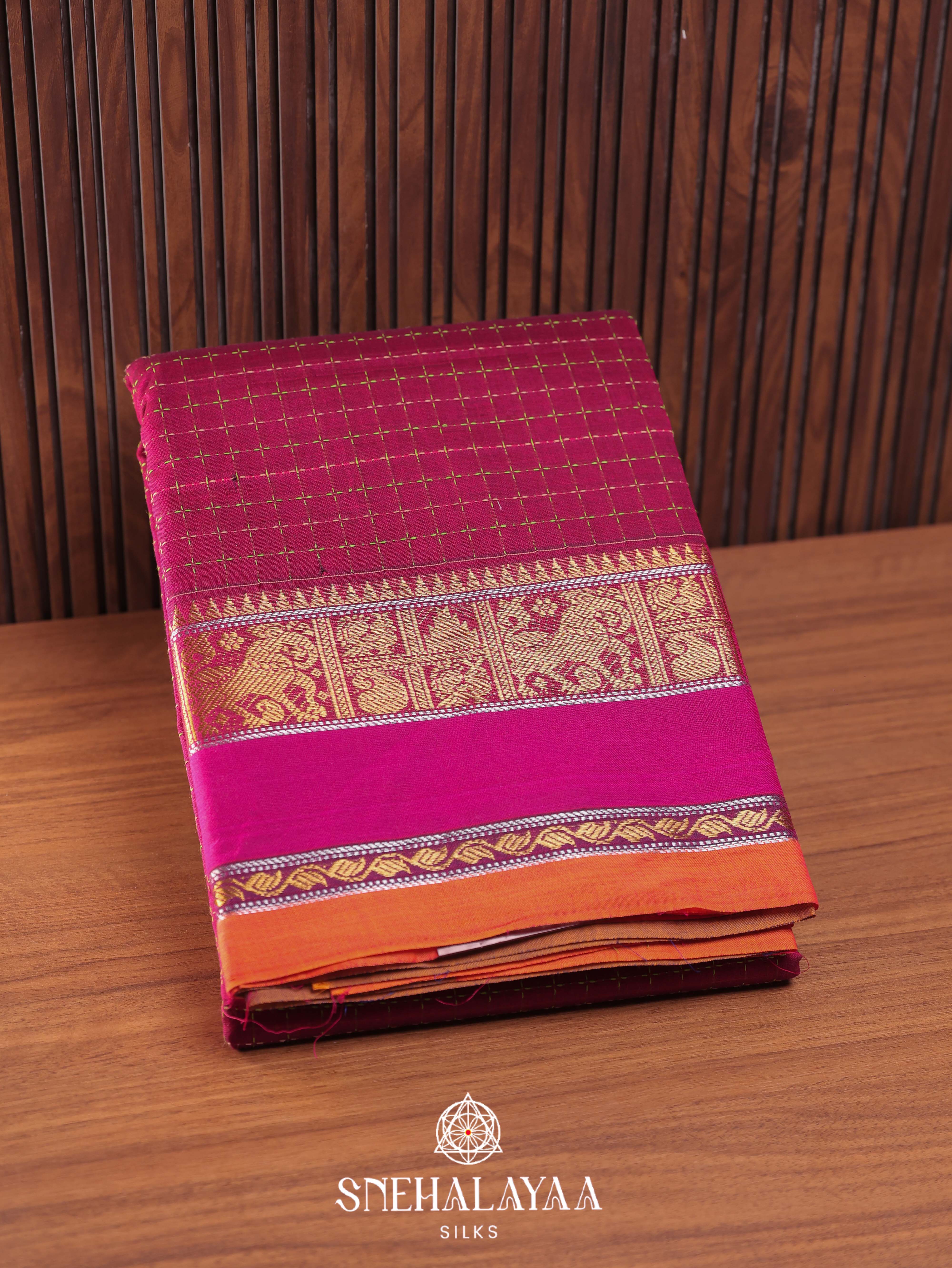 Maroon Kanchi Cotton Saree