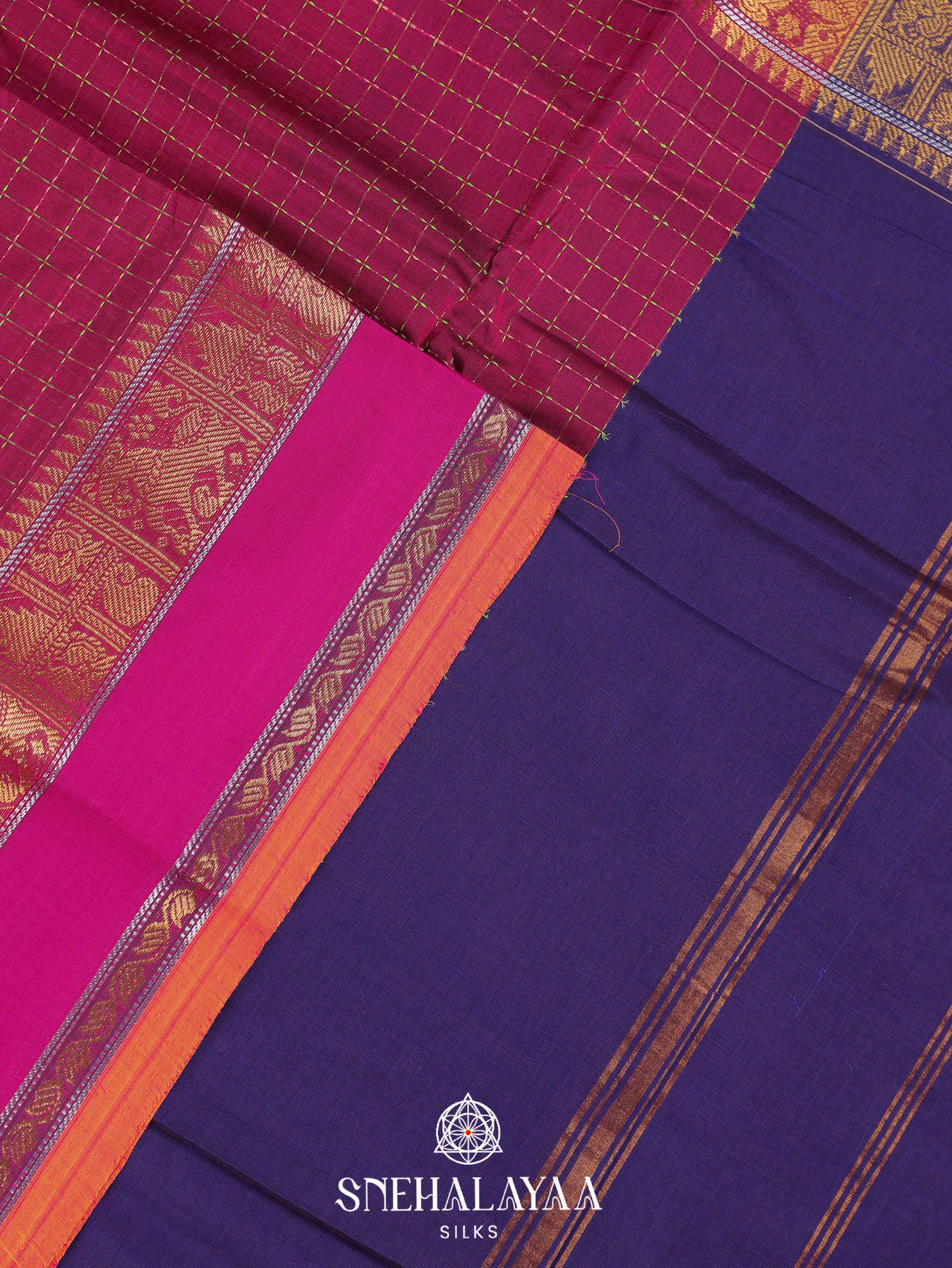 Maroon Kanchi Cotton Saree
