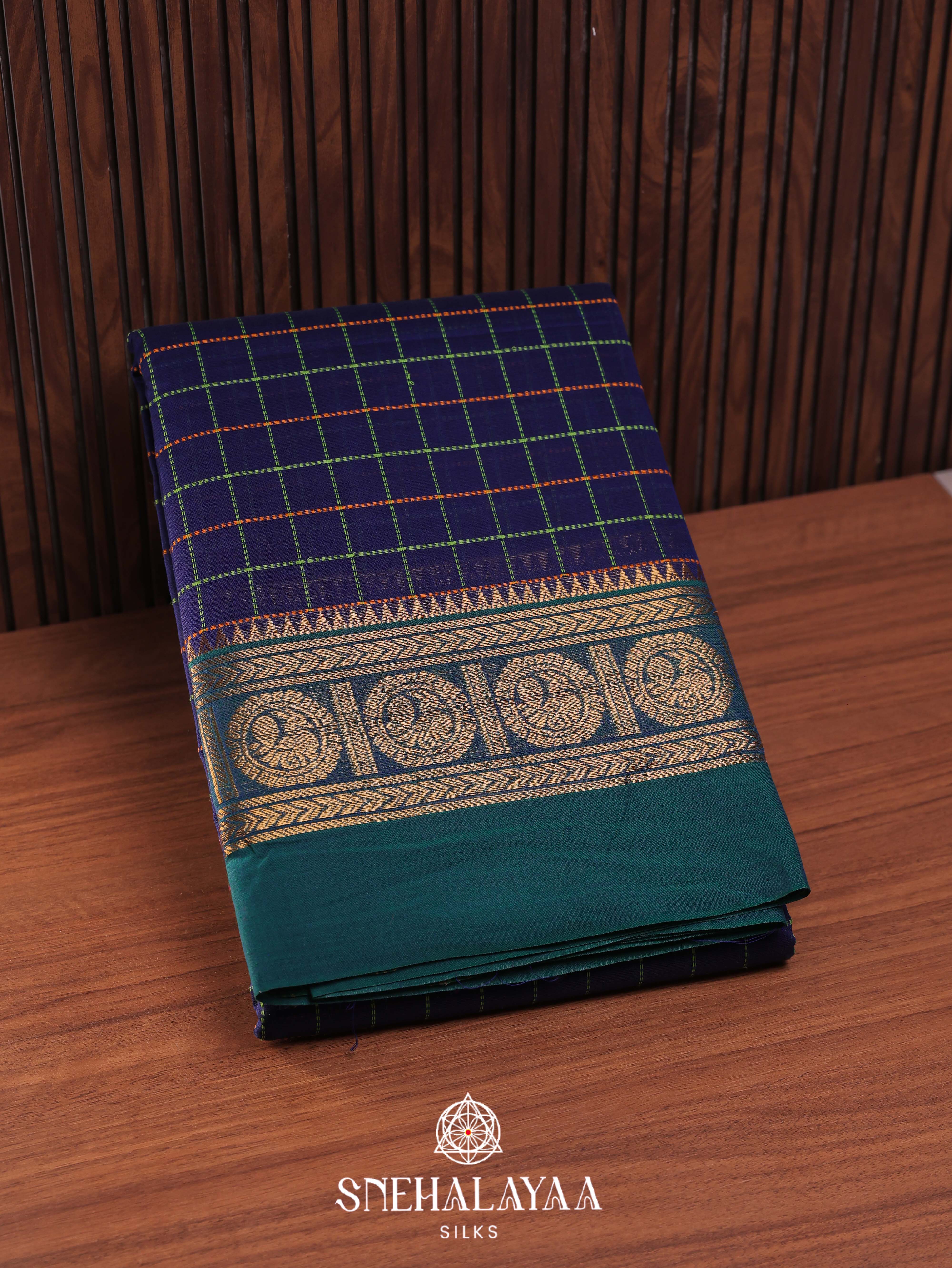 Blue Kanchi Cotton Saree