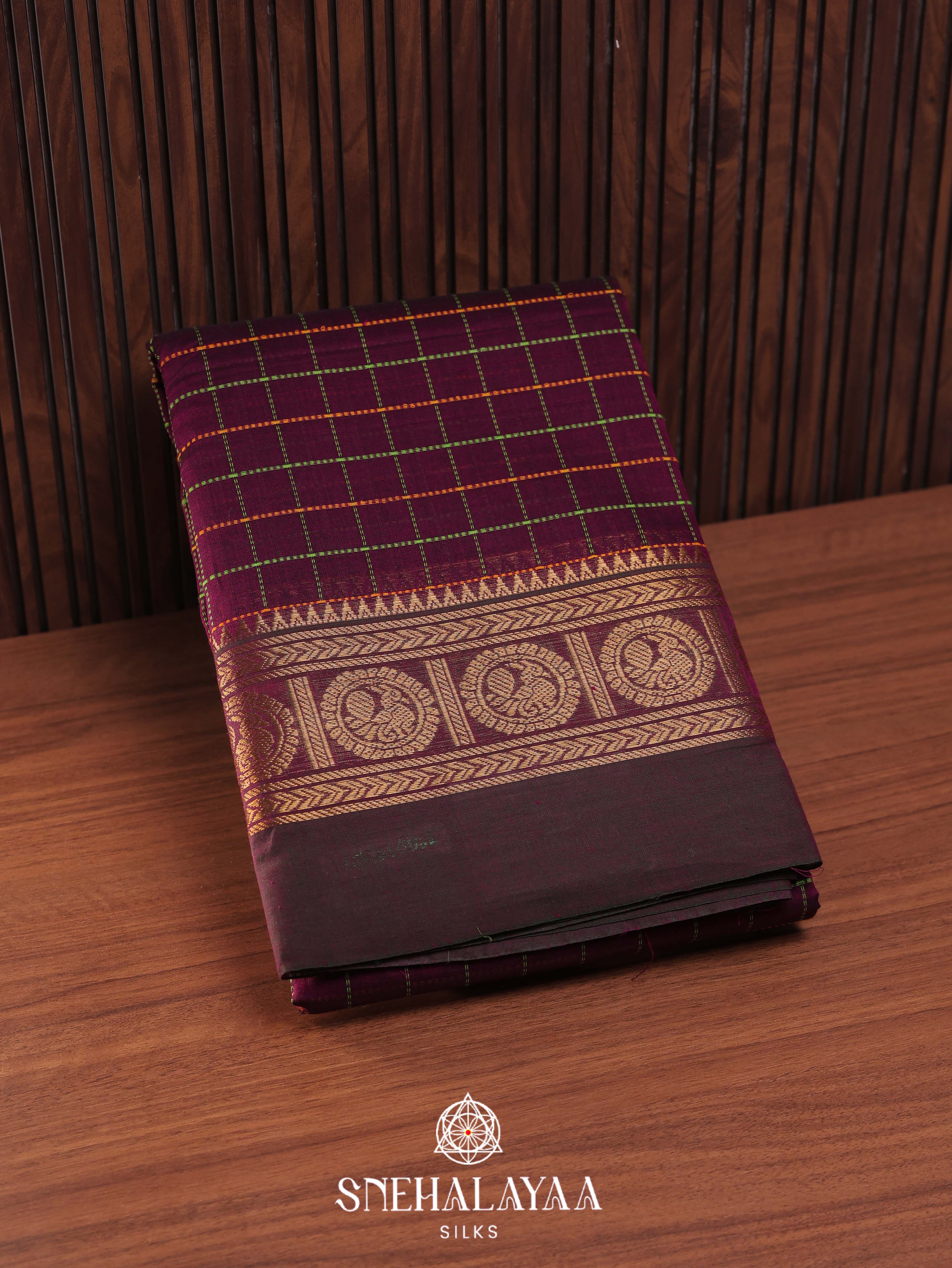Maroon Kanchi Cotton Saree