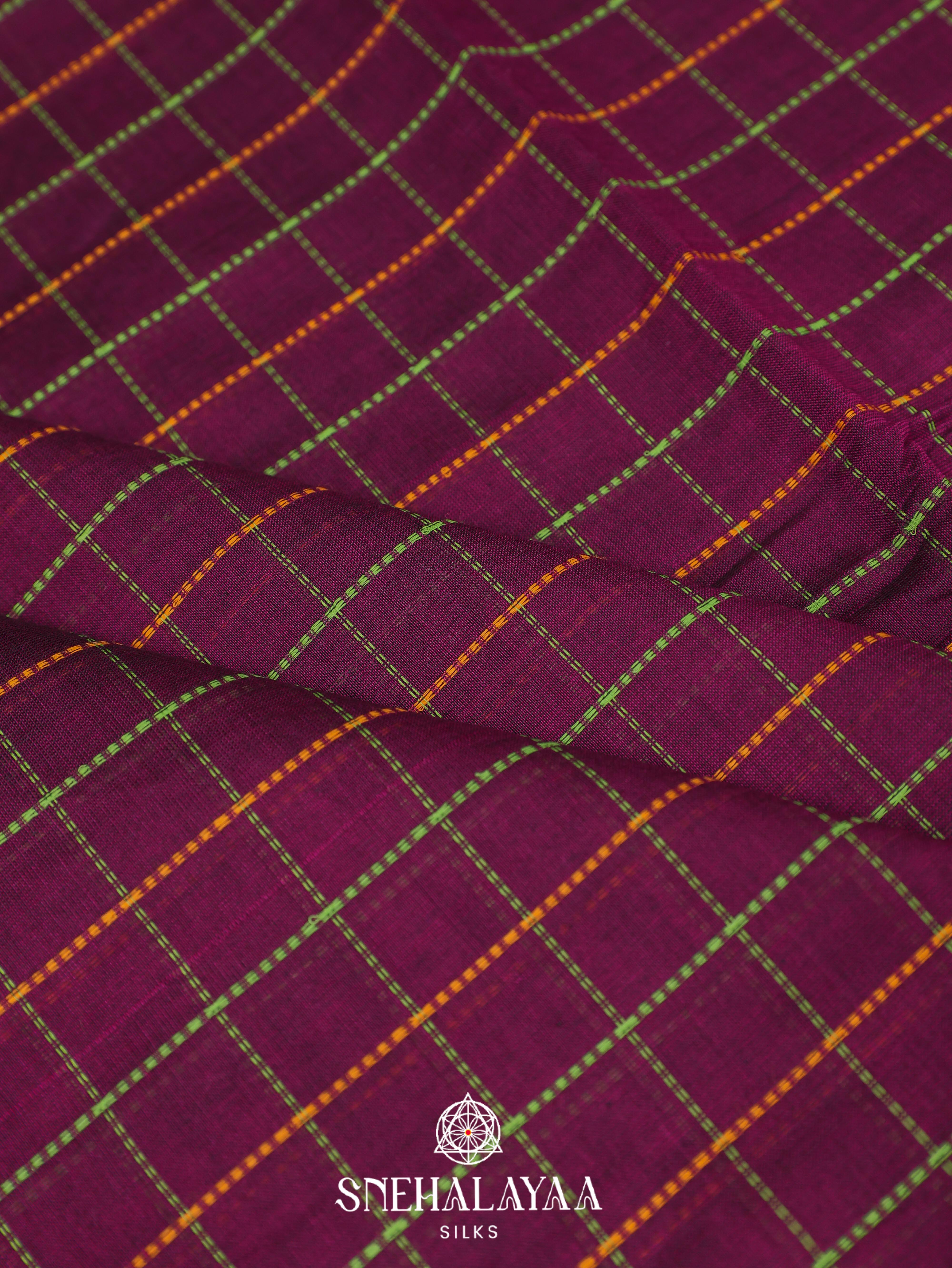 Maroon Kanchi Cotton Saree