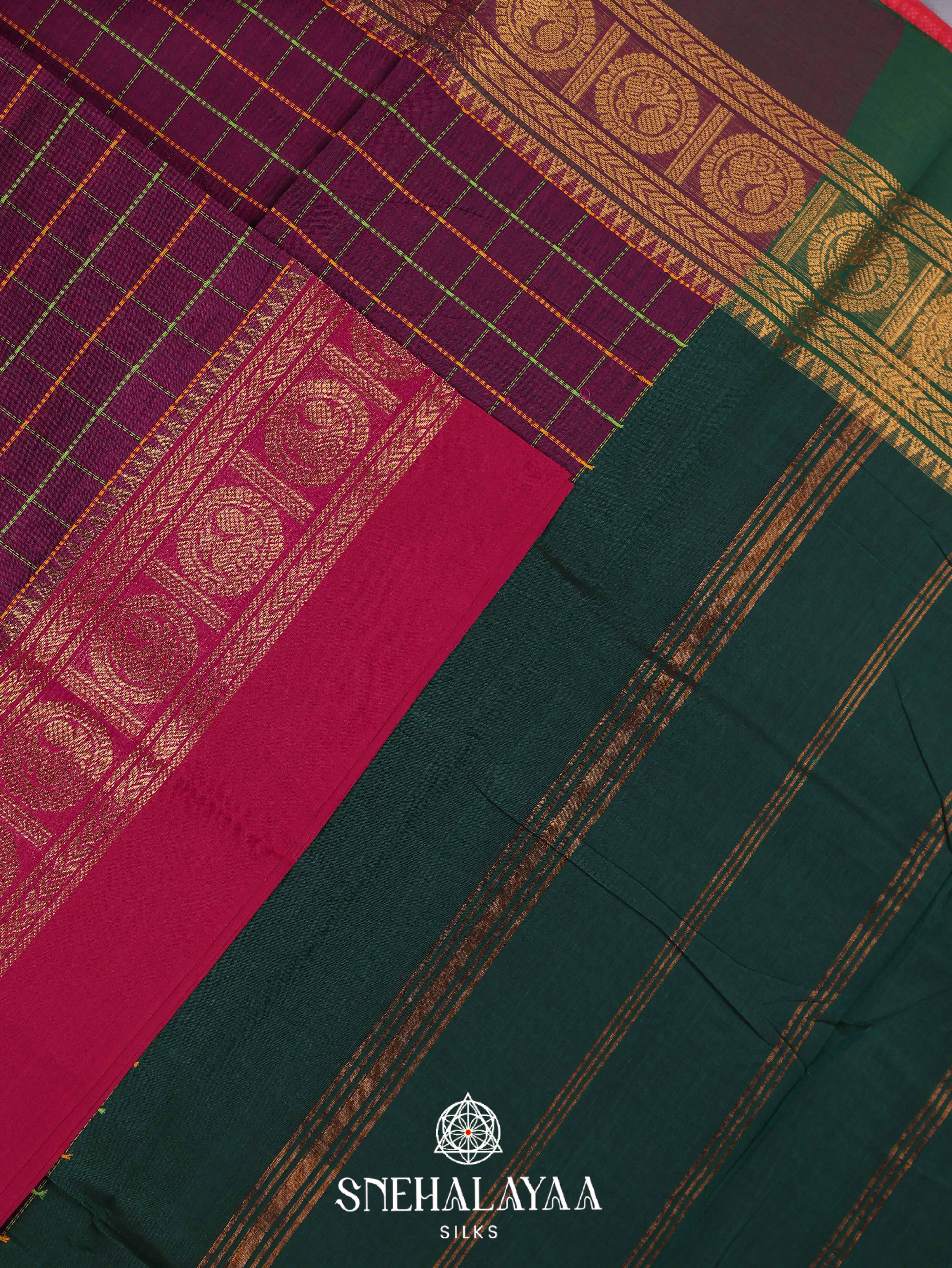 Maroon Kanchi Cotton Saree