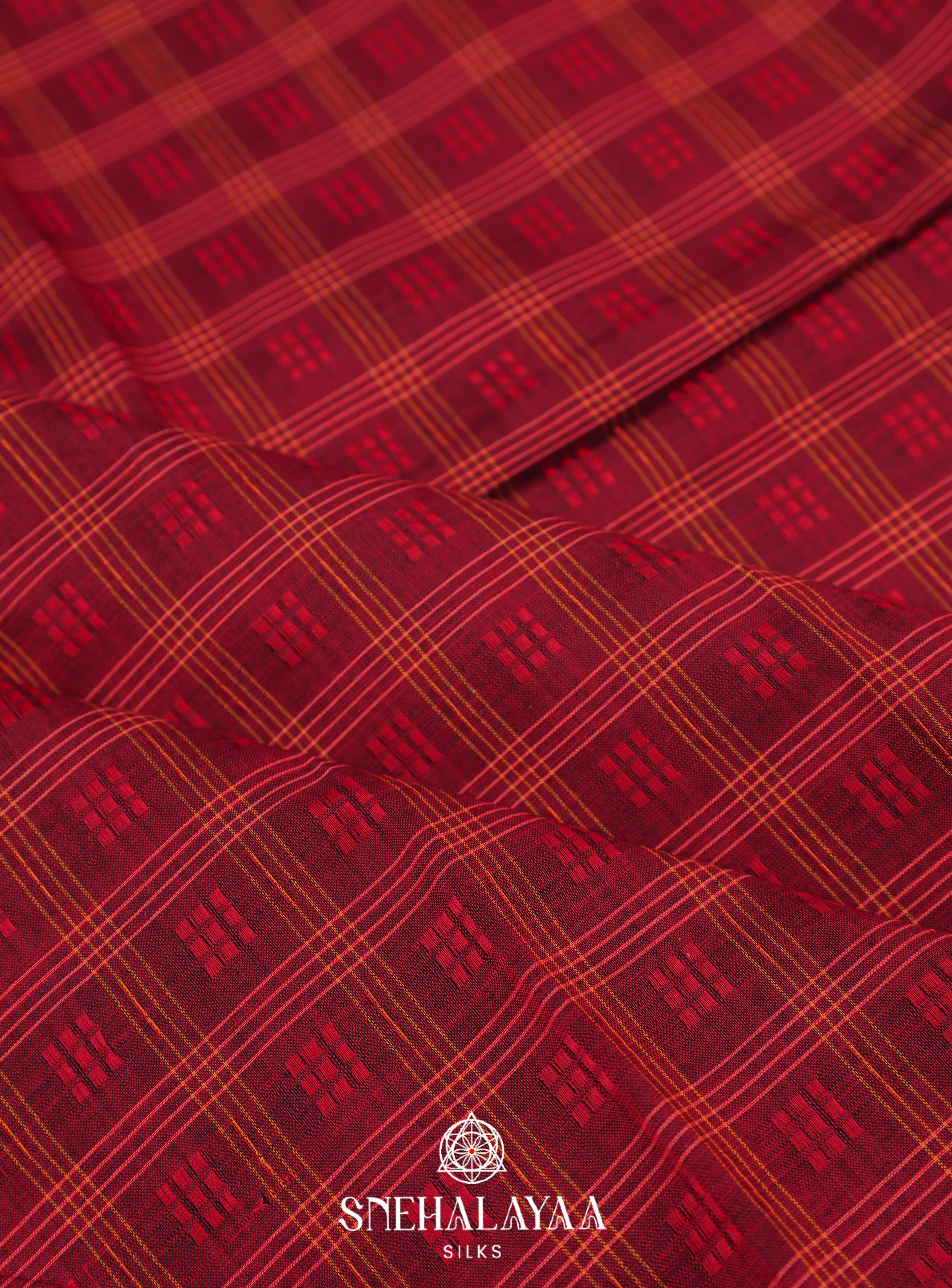 Maroon Kanchi Cotton Saree