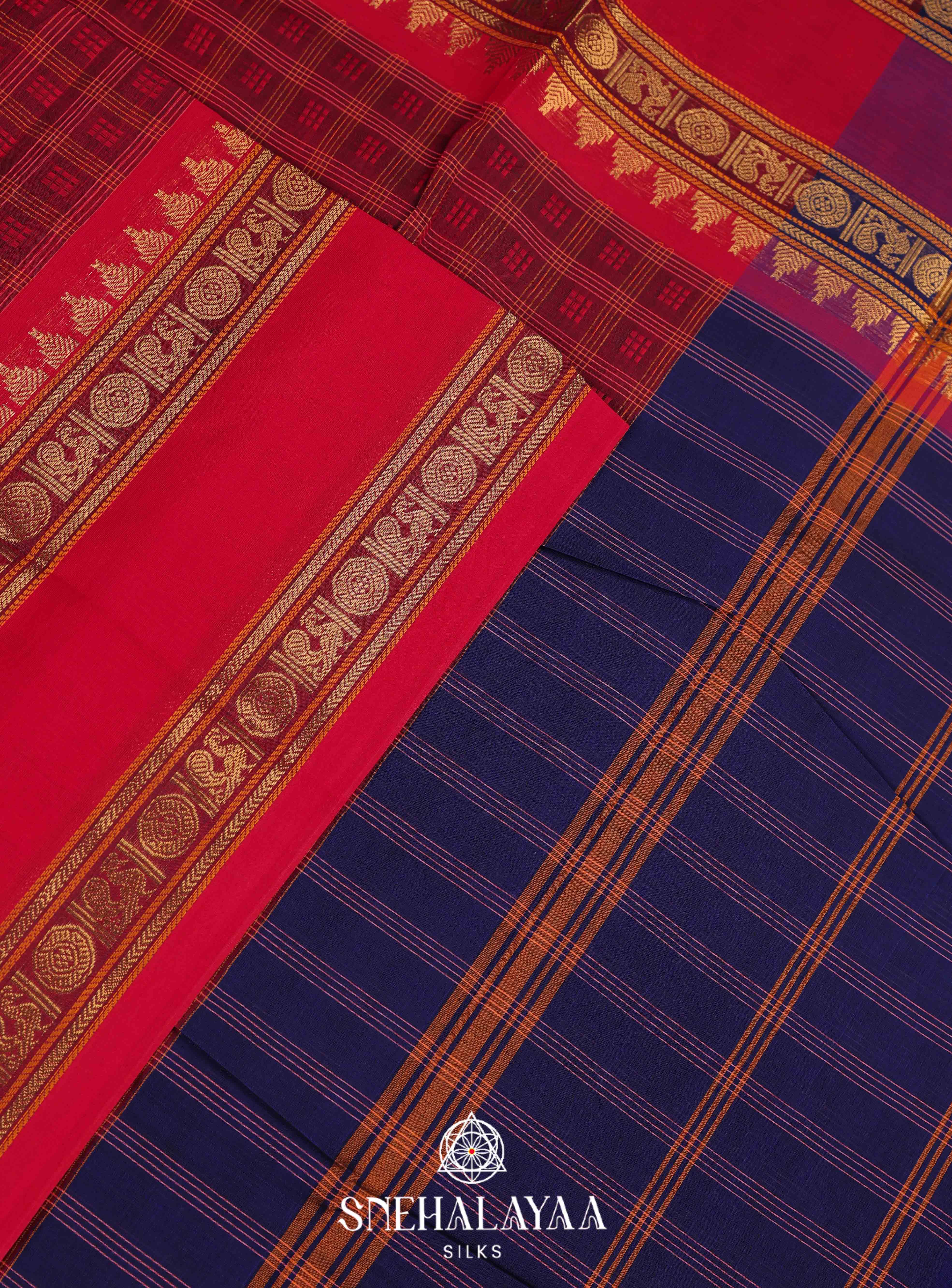 Maroon Kanchi Cotton Saree