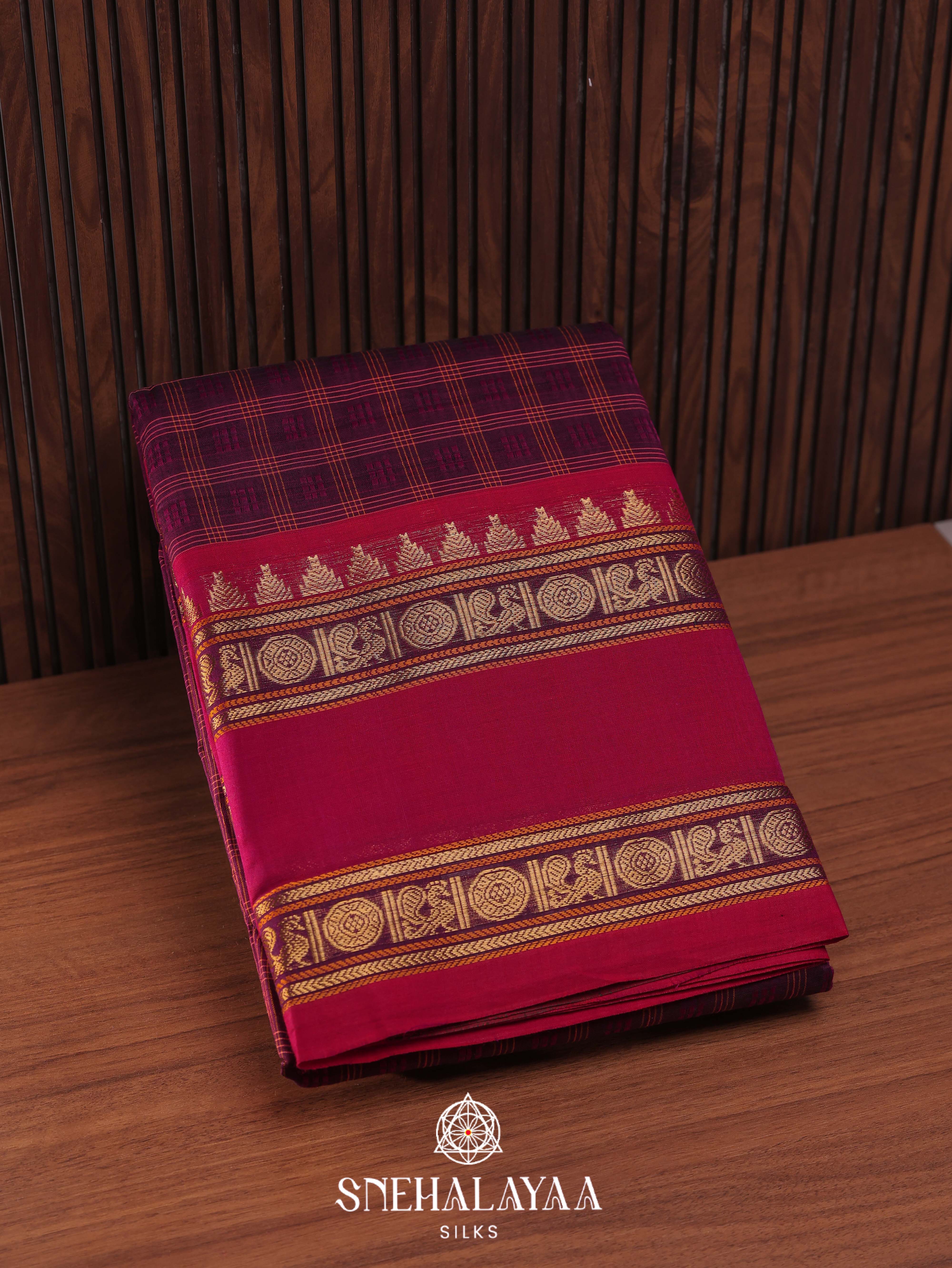 Purple Kanchi Cotton Saree