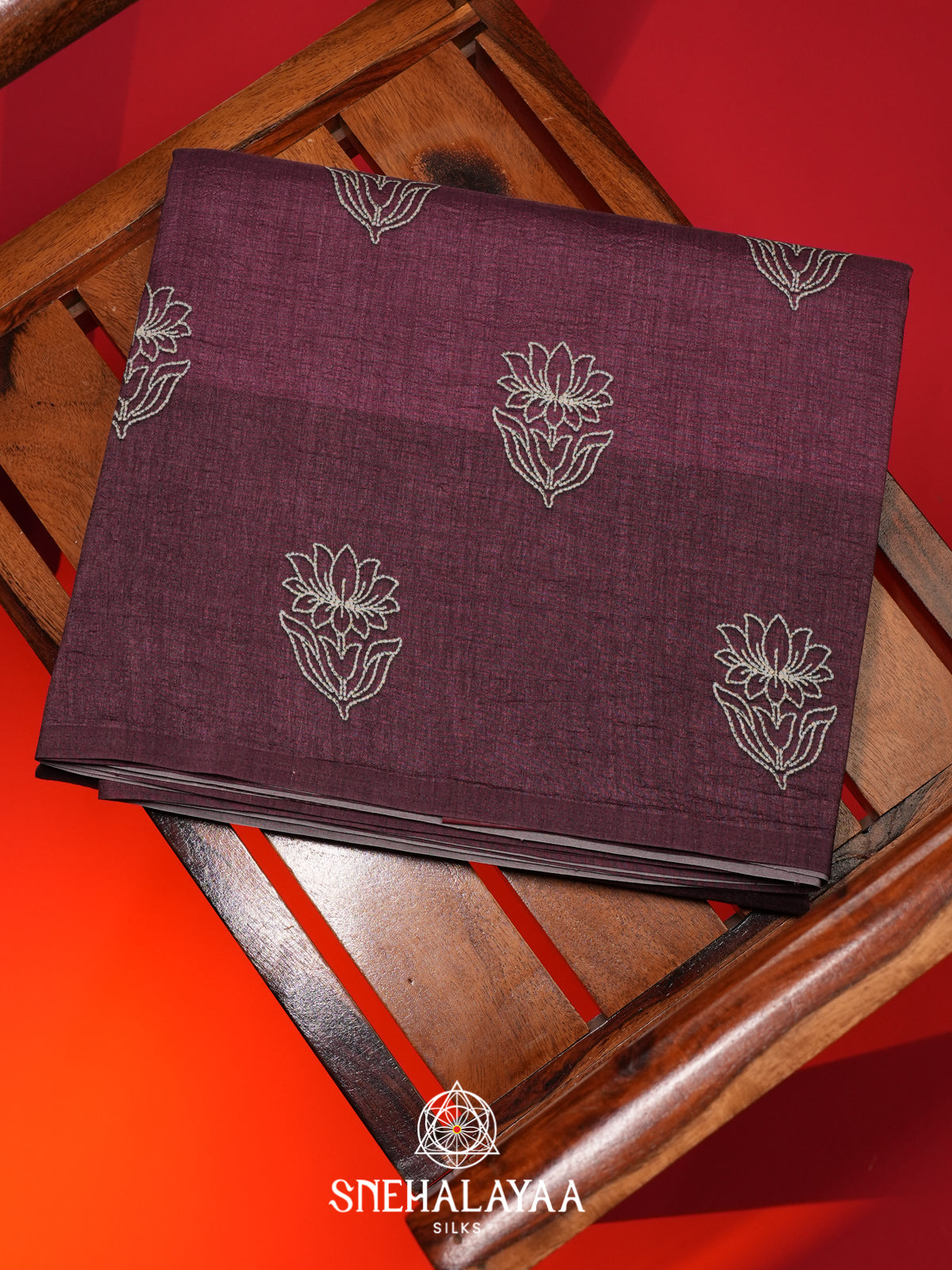 Wine Tussar saree