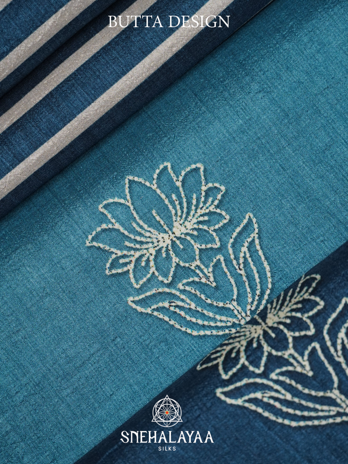 Teal Blue Tussar saree