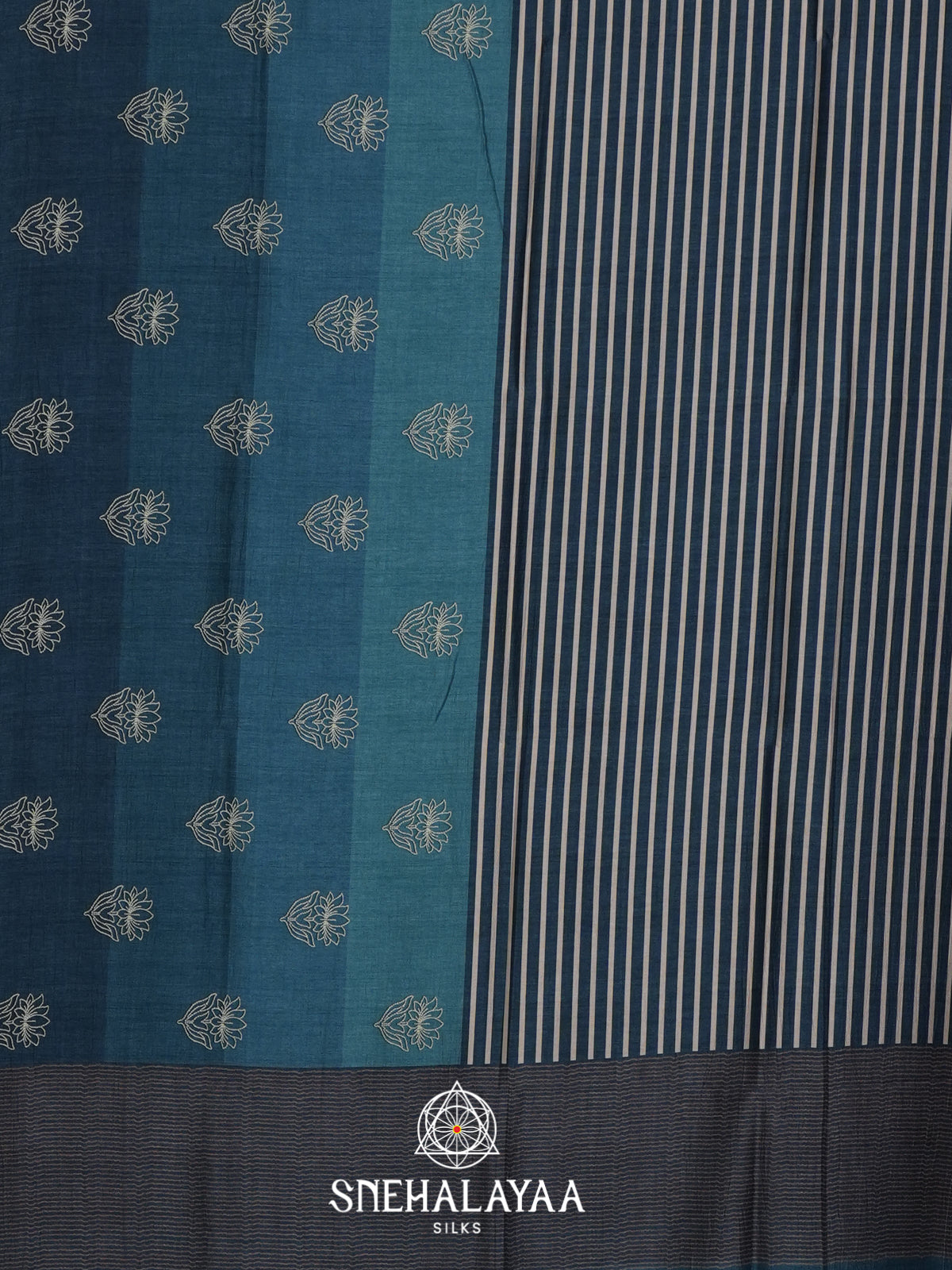 Teal Blue Tussar saree