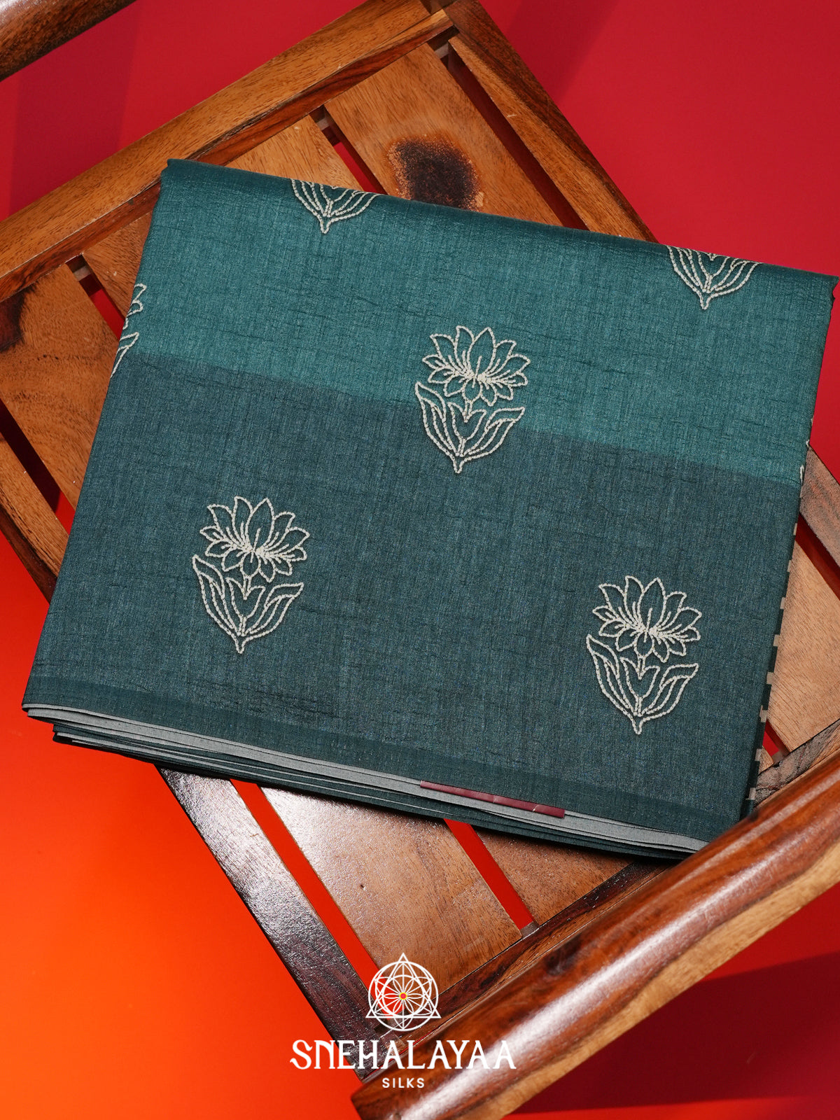 Teal Green Tussar saree
