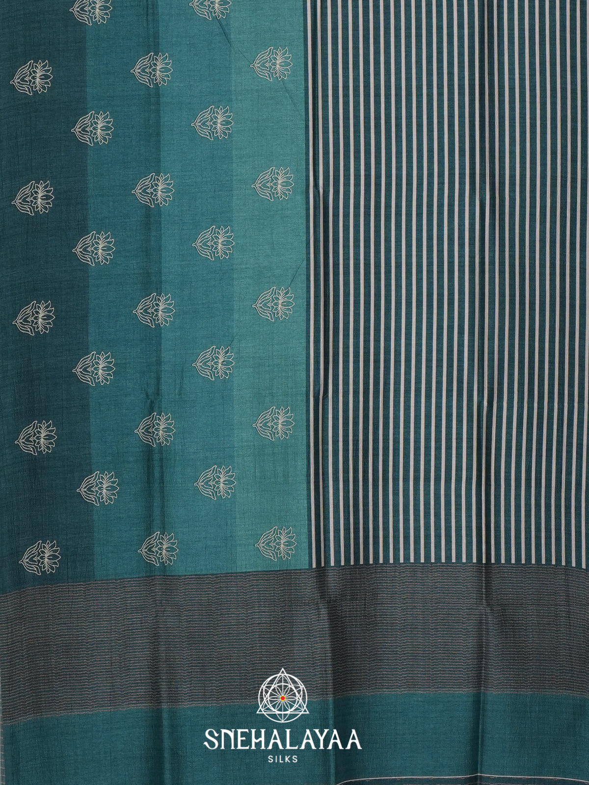 Teal Green Tussar saree