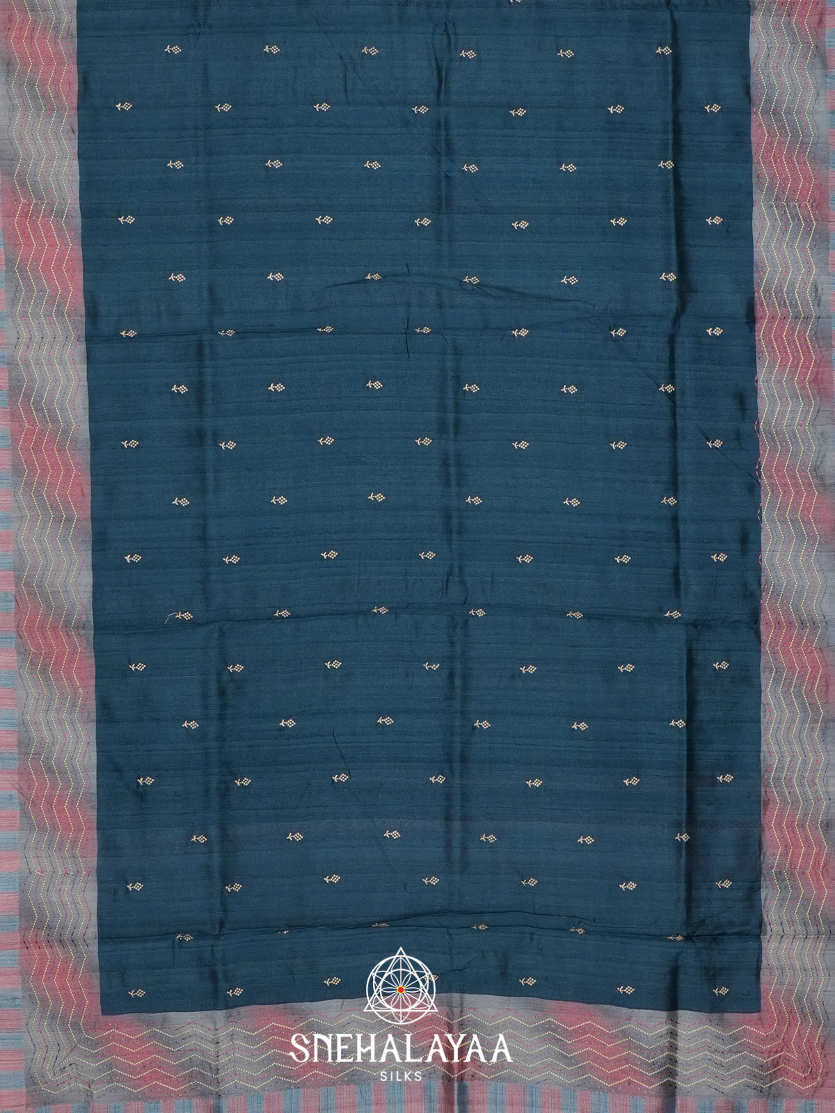 Peacock Blue Tussar saree