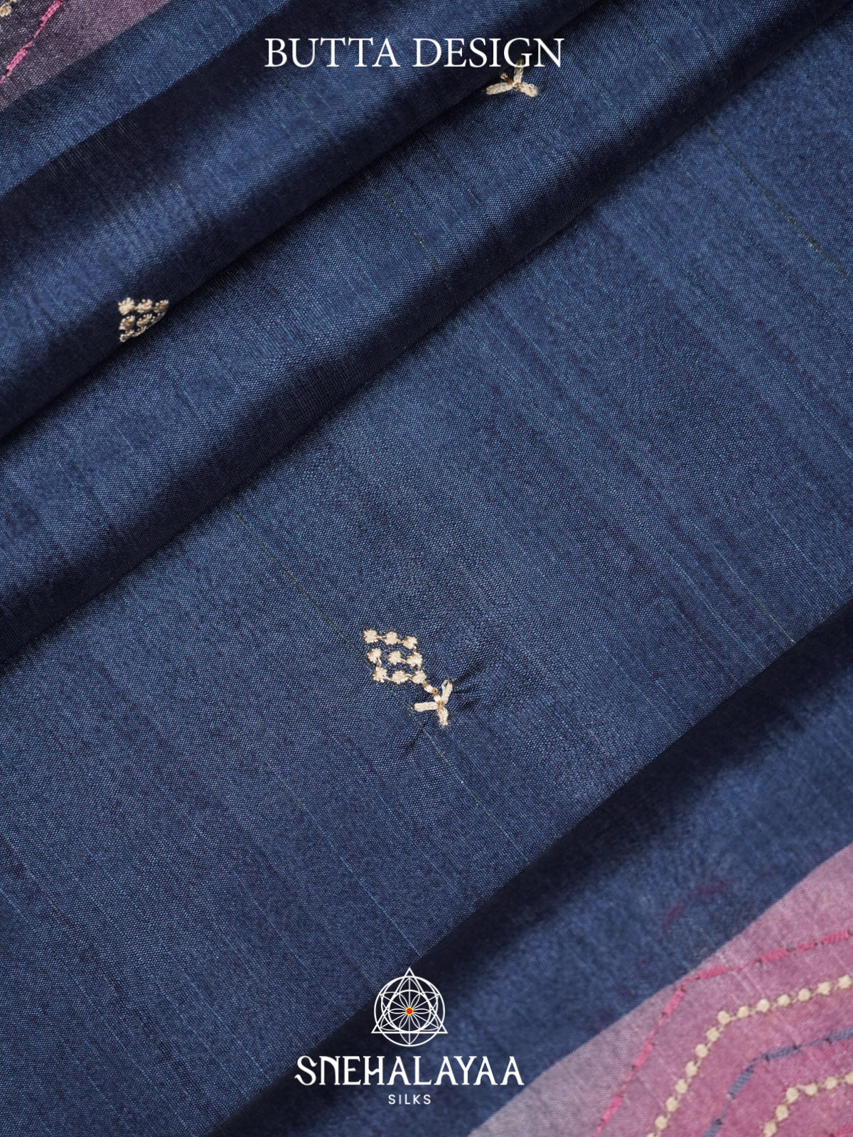 Ink Blue Tussar saree