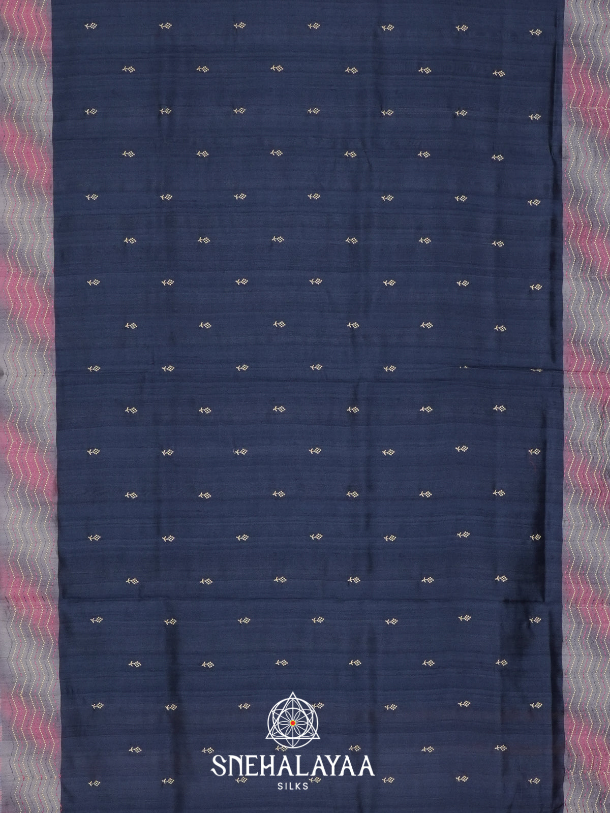 Ink Blue Tussar saree
