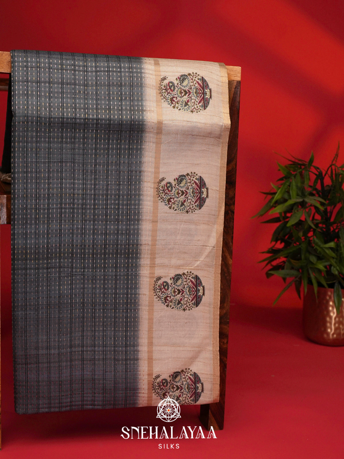 Grey Tussar Saree