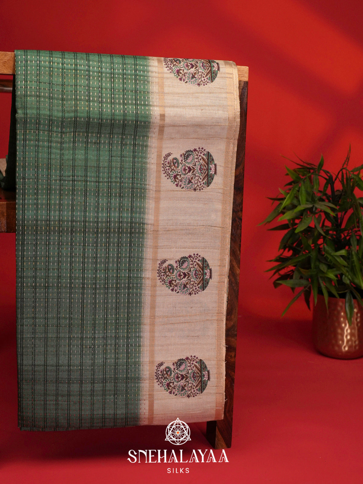 Green Tussar Saree