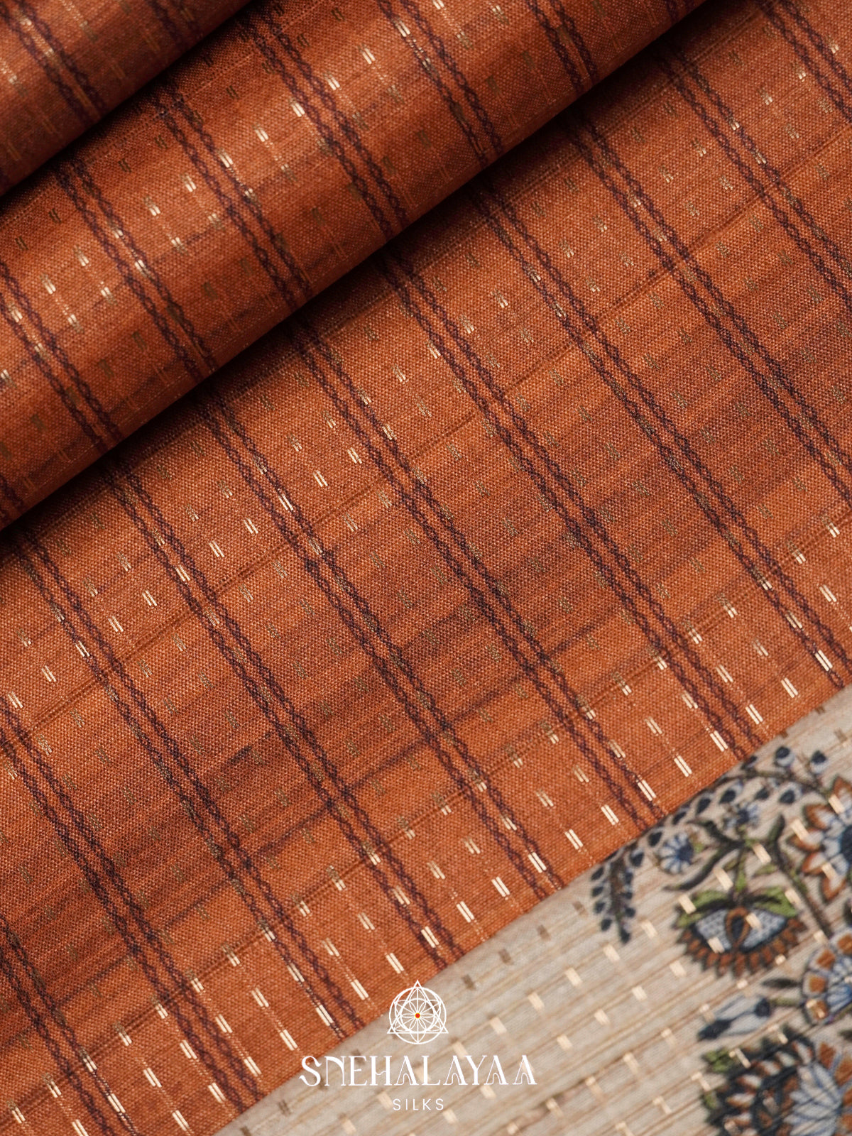 Burnt Orange Tussar Saree