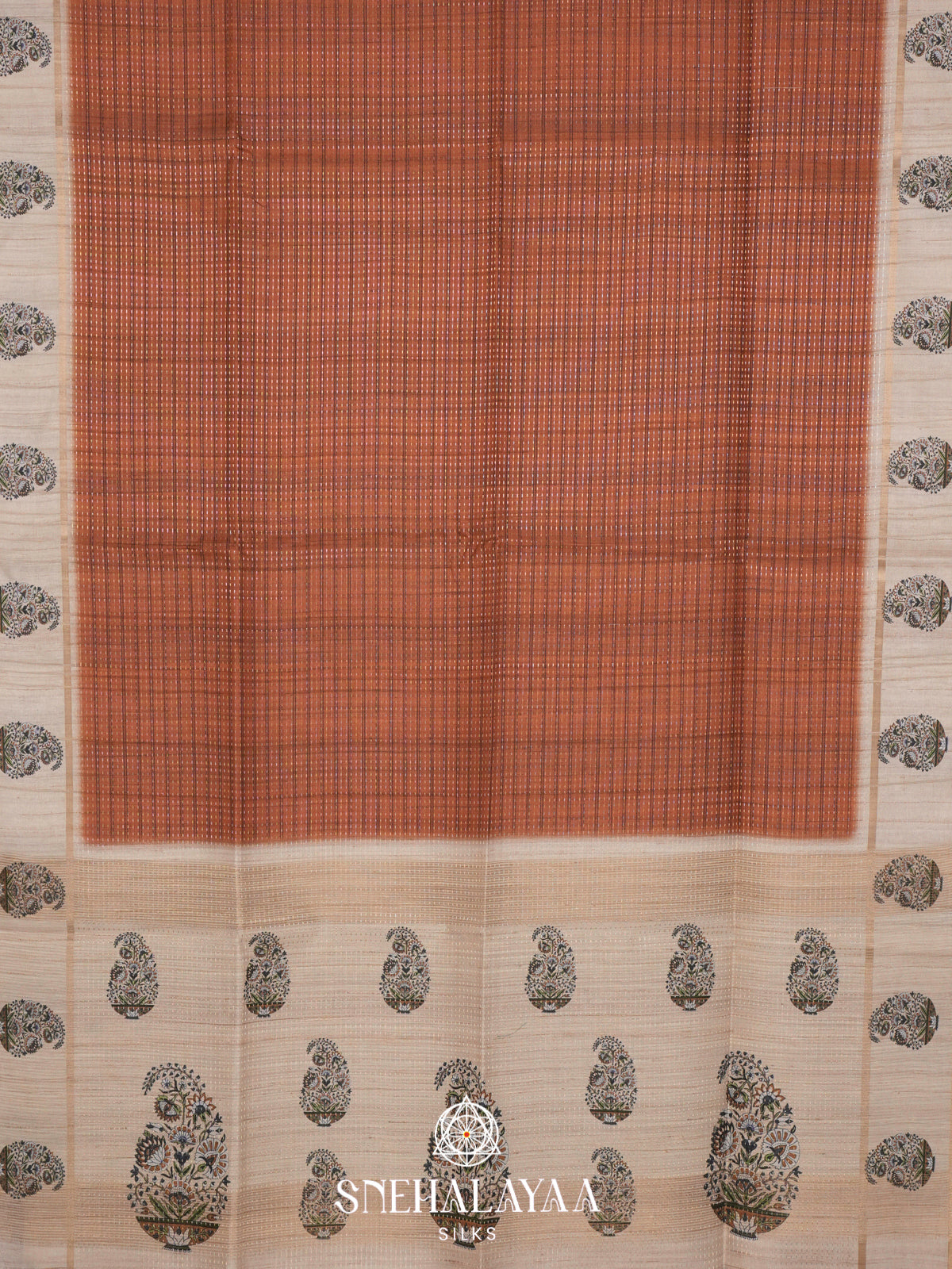 Burnt Orange Tussar Saree