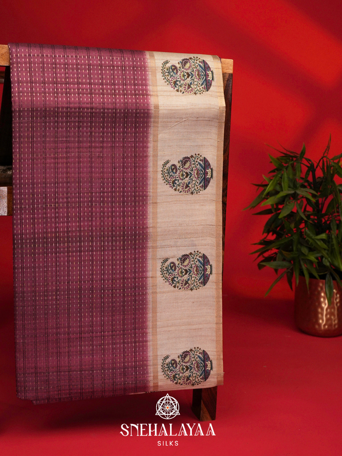 Plum Tussar Saree