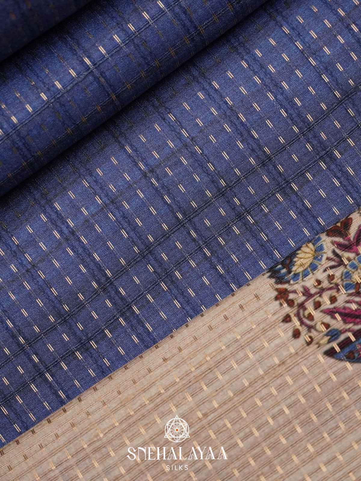 Blue Tussar Saree