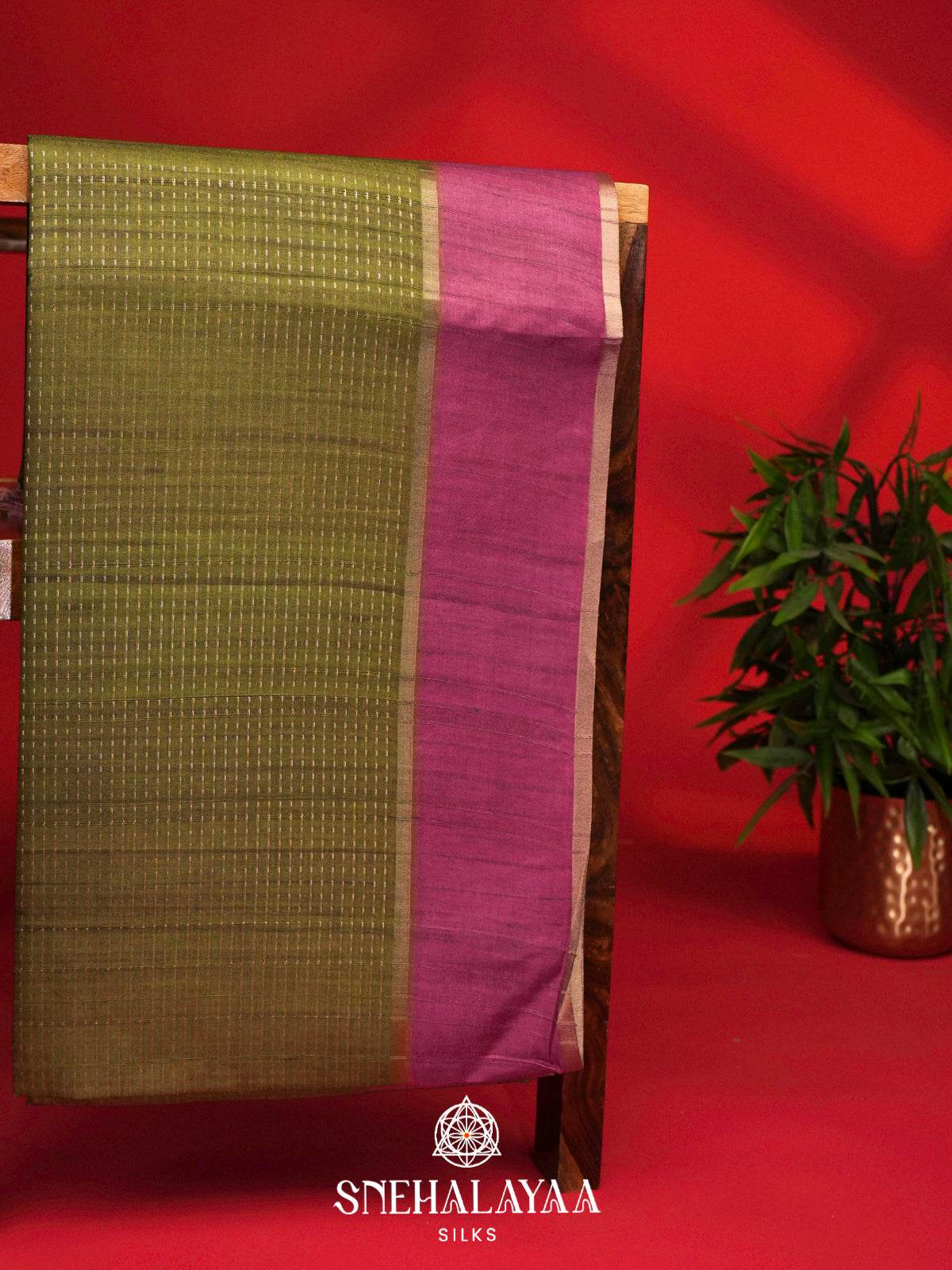 Olive Green Tussar Saree