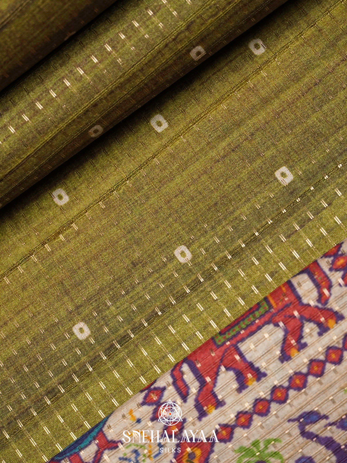 Olive Green Tussar Saree