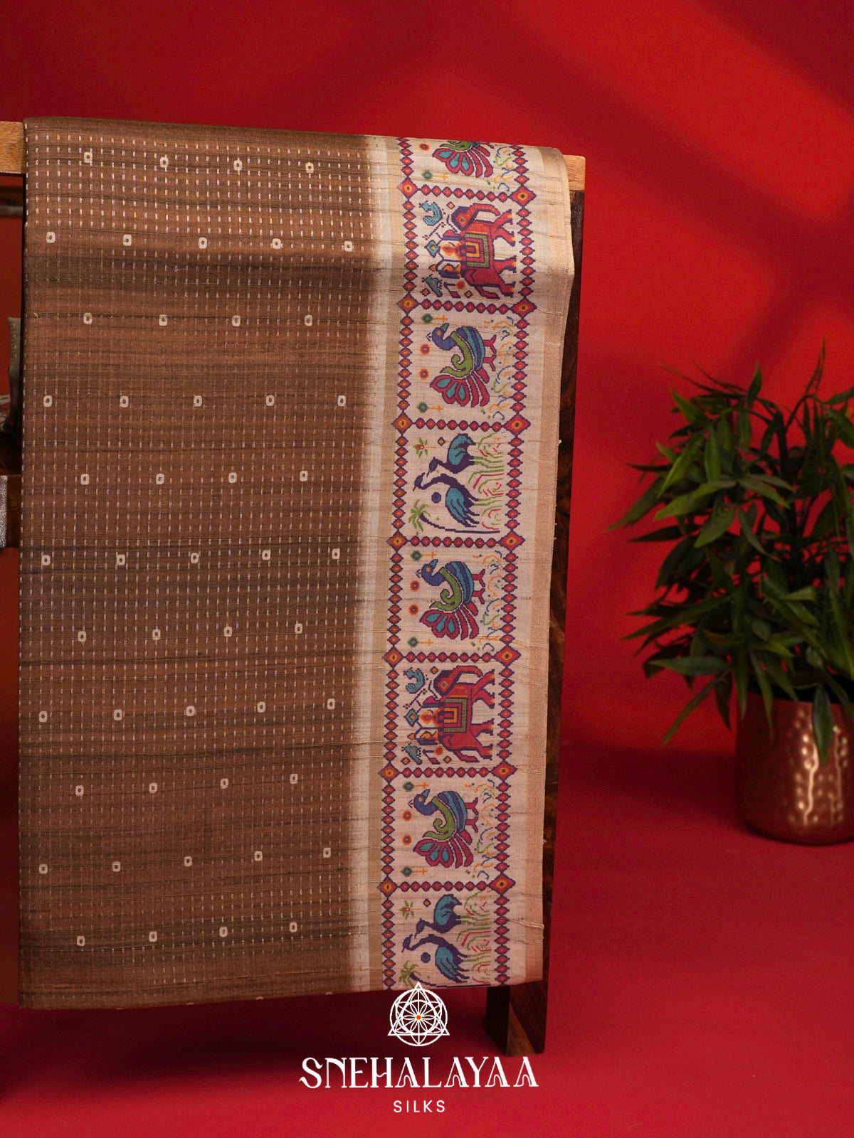 Brown Tussar Saree