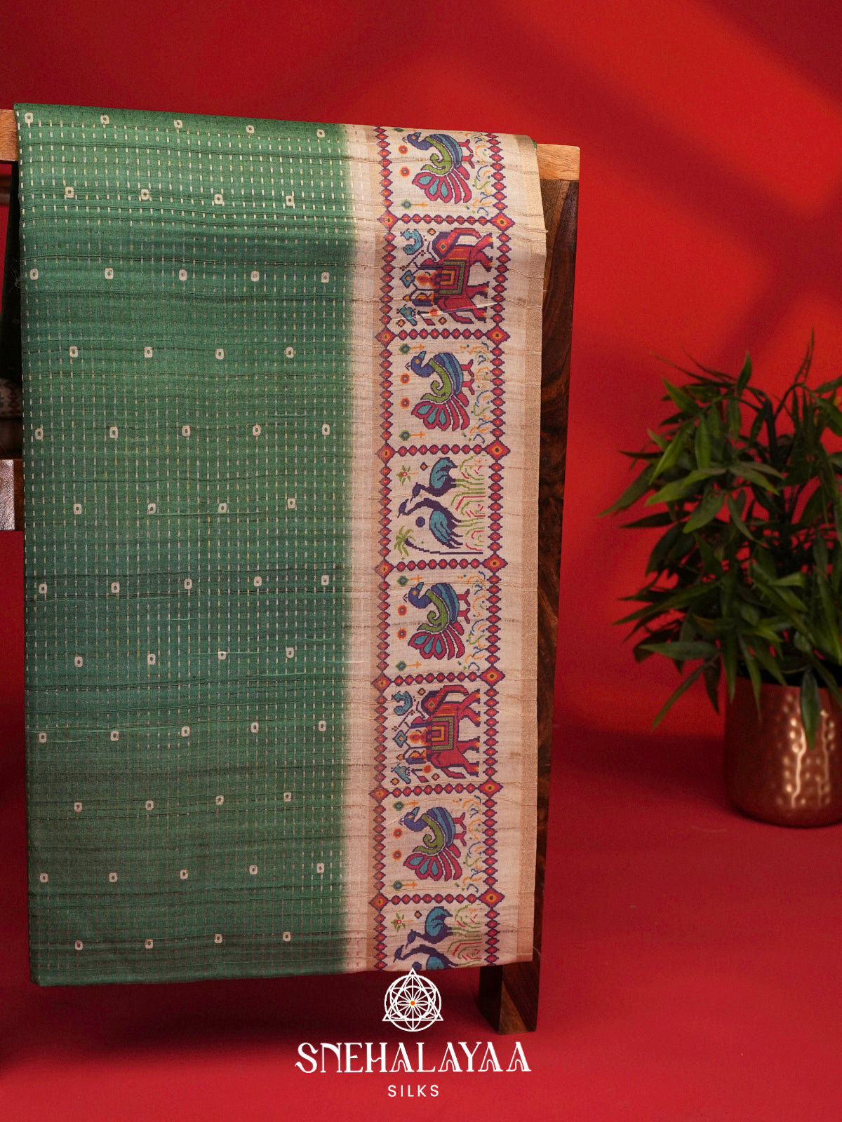 Green Tussar Saree