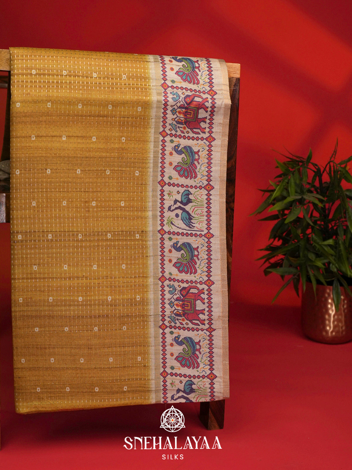 Yellow Tussar Saree