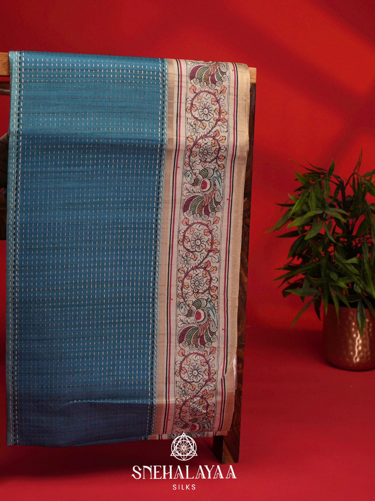 Blue Tussar Saree