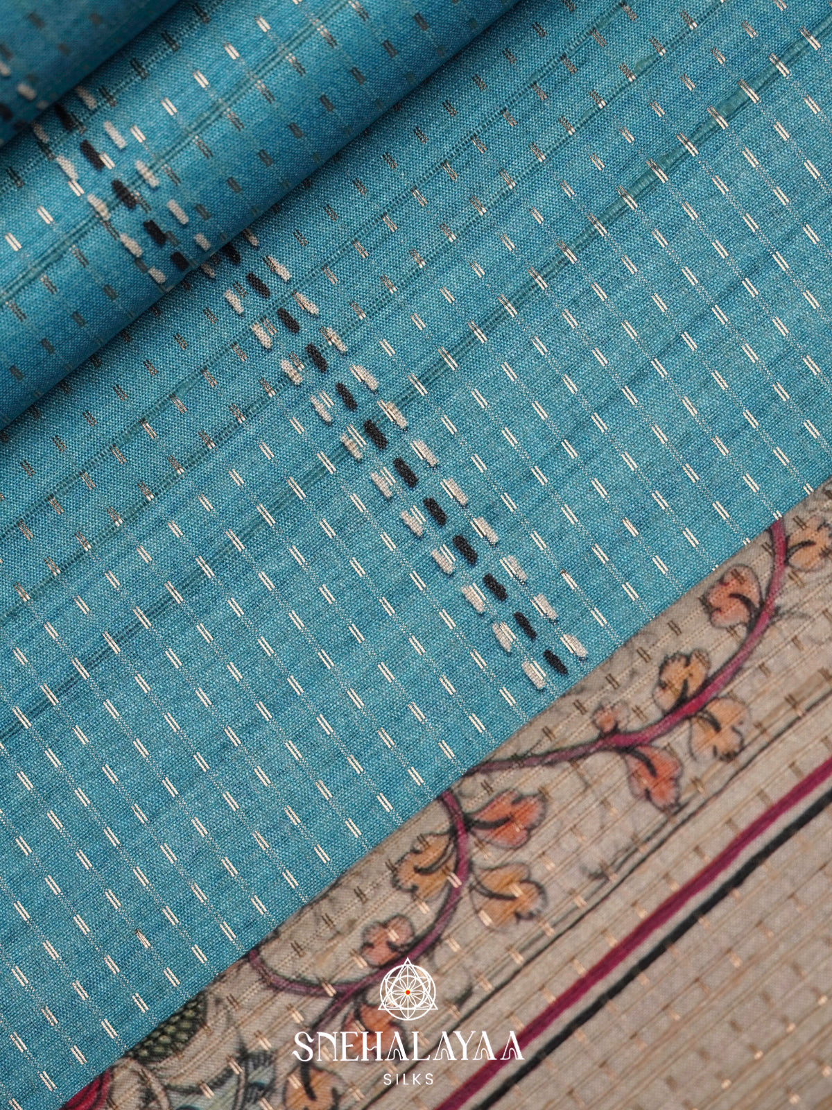 Blue Tussar Saree