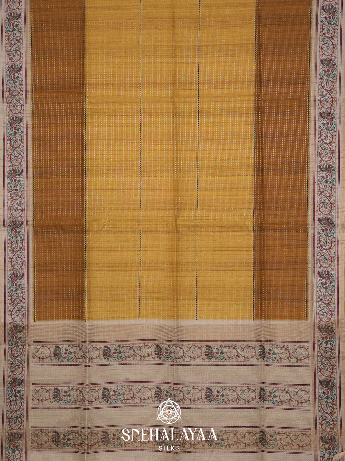 Yellow Tussar Saree